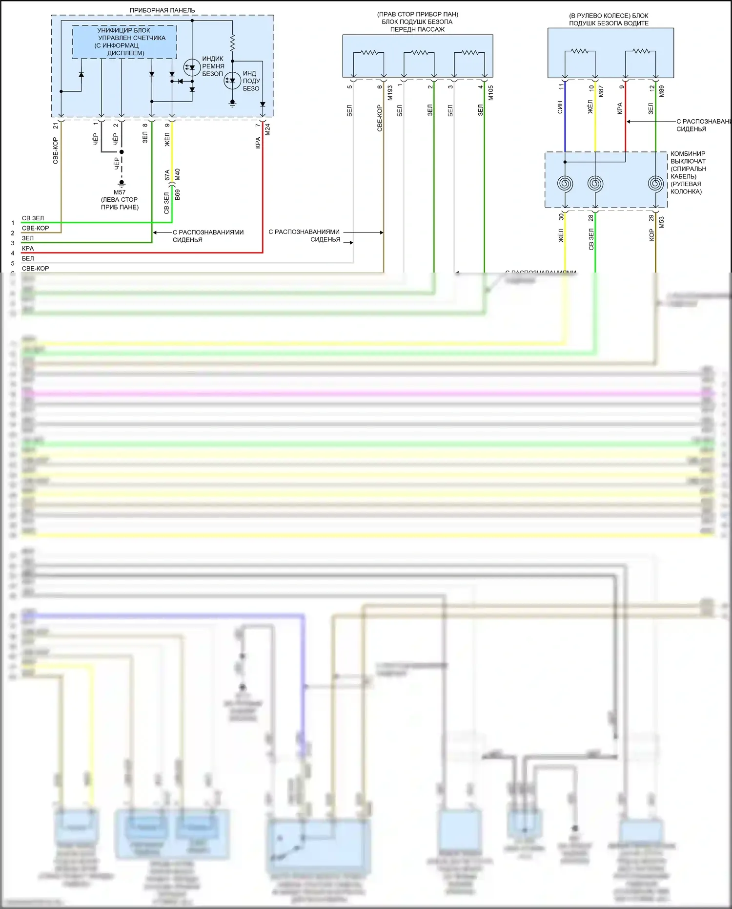Pathfinder Nissan IV рестайлинг (2016-2020): Электросхема подушек безопасности (2 из 3) 
