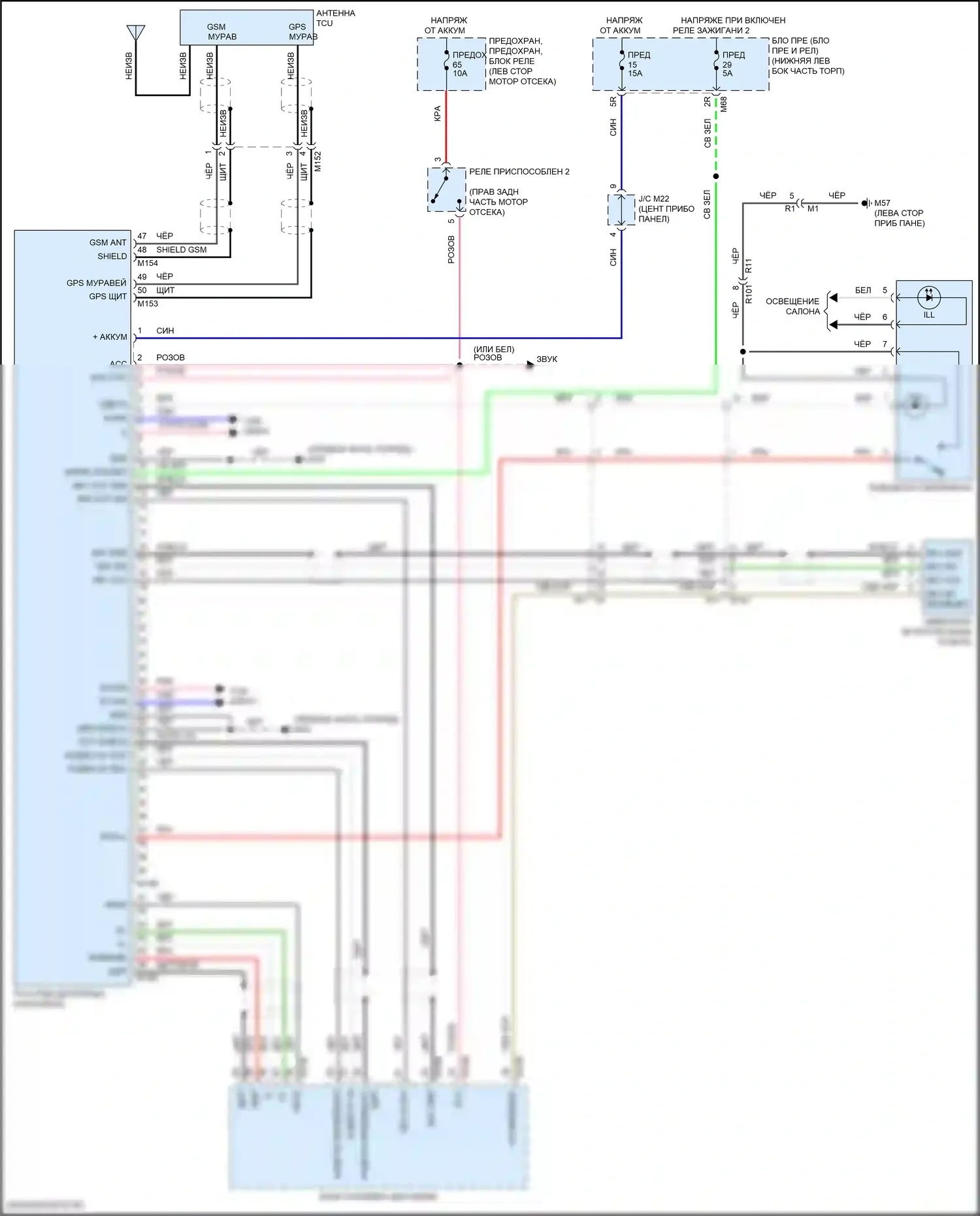Pathfinder Nissan IV рестайлинг (2016-2020): Электросхема телематики 