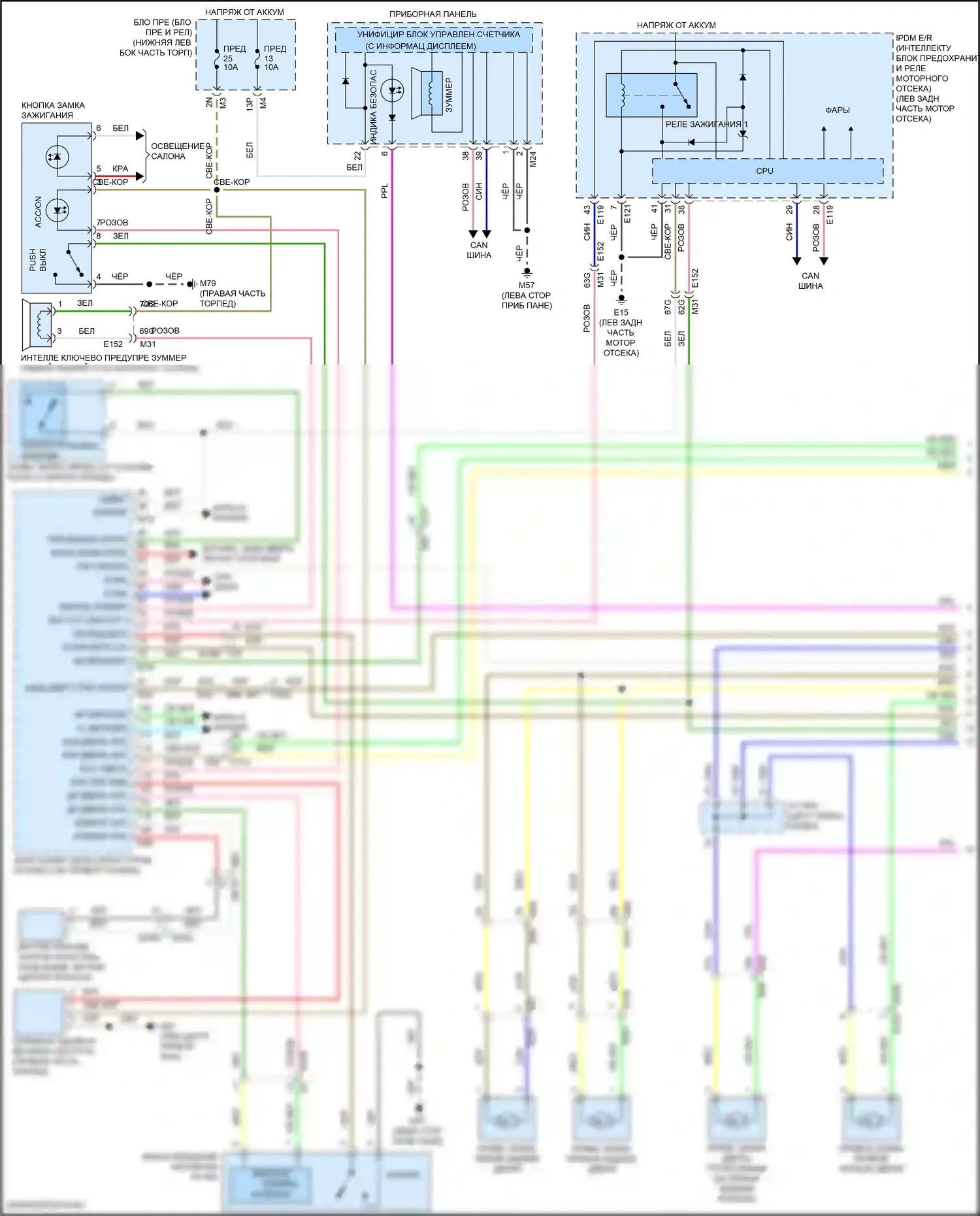 Pathfinder Nissan IV рестайлинг (2016-2020): Электросхема центрального замка (1 из 3) 