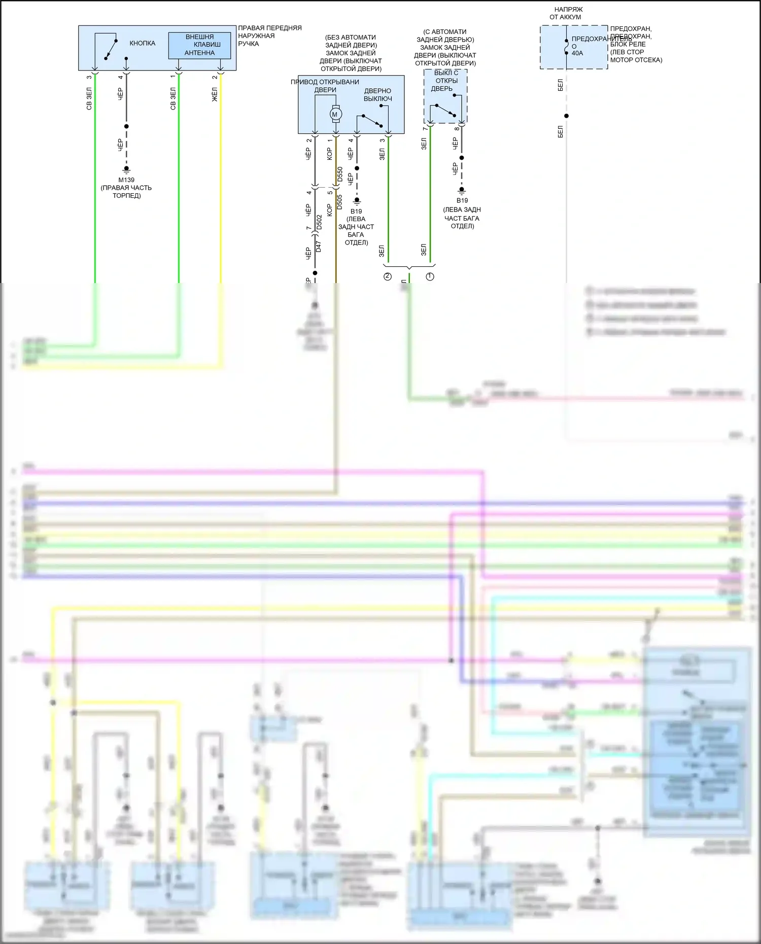 Pathfinder Nissan IV рестайлинг (2016-2020): Электросхема центрального замка (2 из 3) 