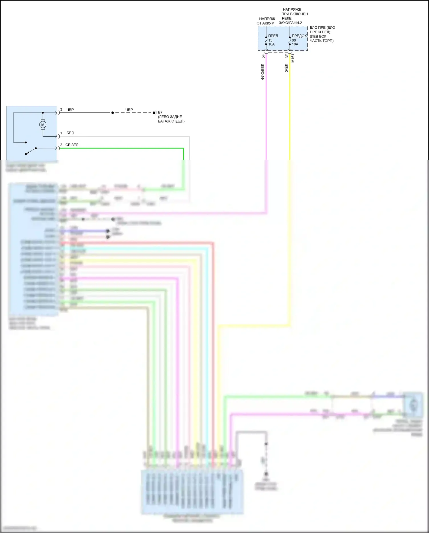 Pathfinder Nissan V (2021-2024): Электросхема задних дворников и омывателей 