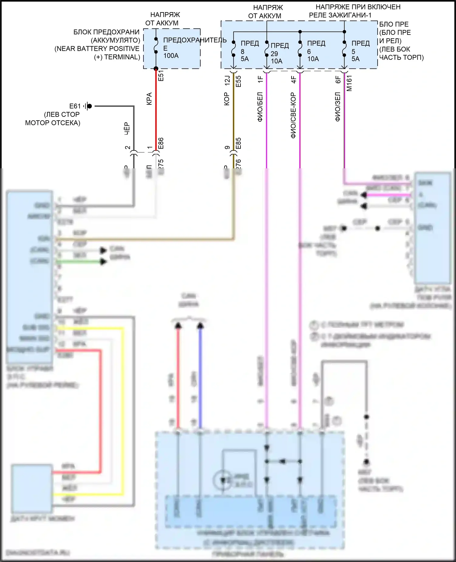 Pathfinder Nissan V (2021-2024): Электросхема электроусилителя руля 