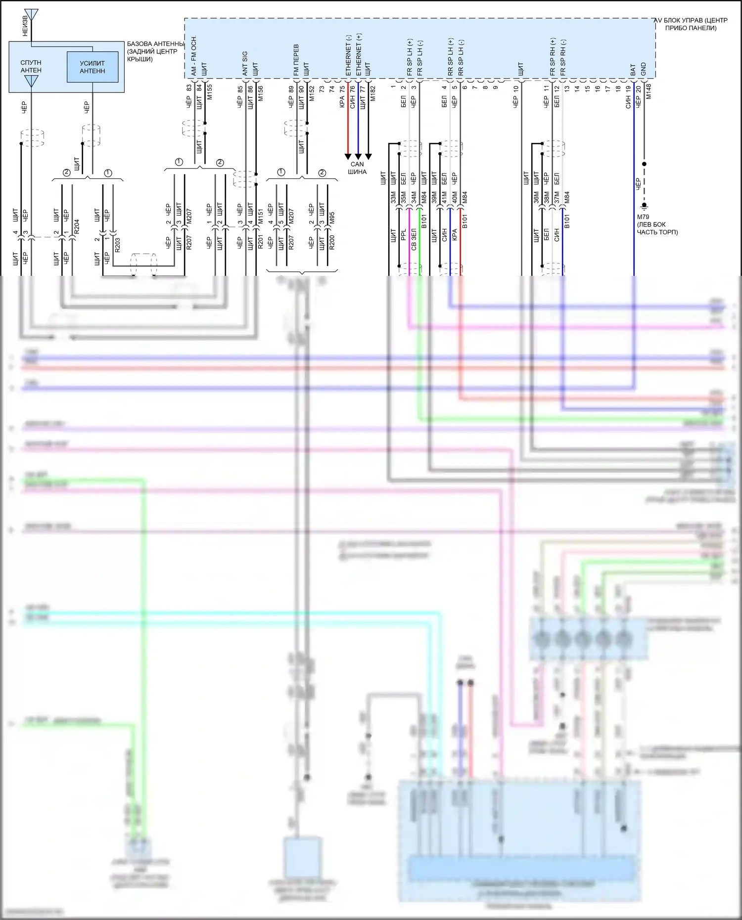 Pathfinder Nissan V (2021-2024): Электросхема магнитолы, с bose (2 из 4) 