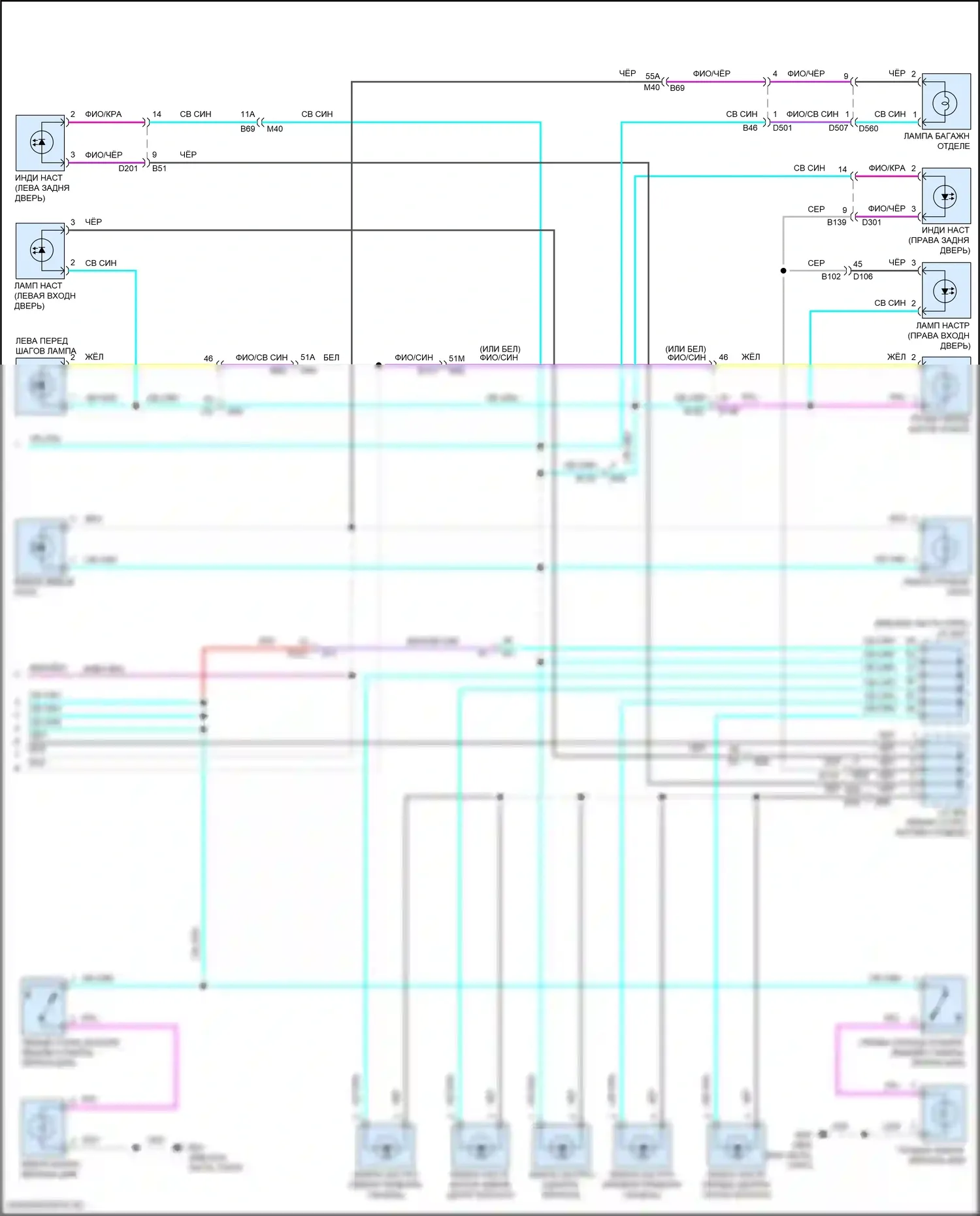 Pathfinder Nissan V (2021-2024): Электросхема освещения салона (2 из 2) 