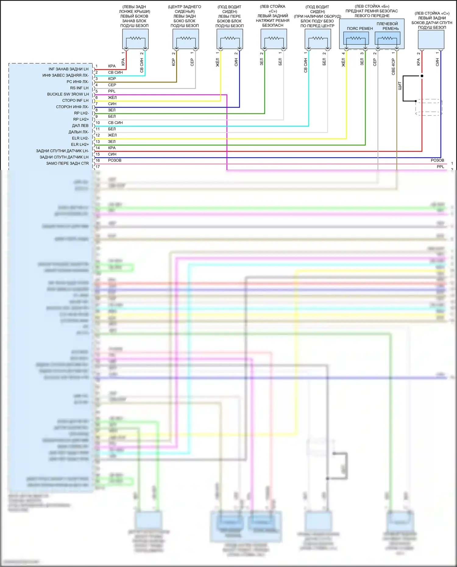 Pathfinder Nissan V (2021-2024): Электросхема подушек безопасности (1 из 4) 
