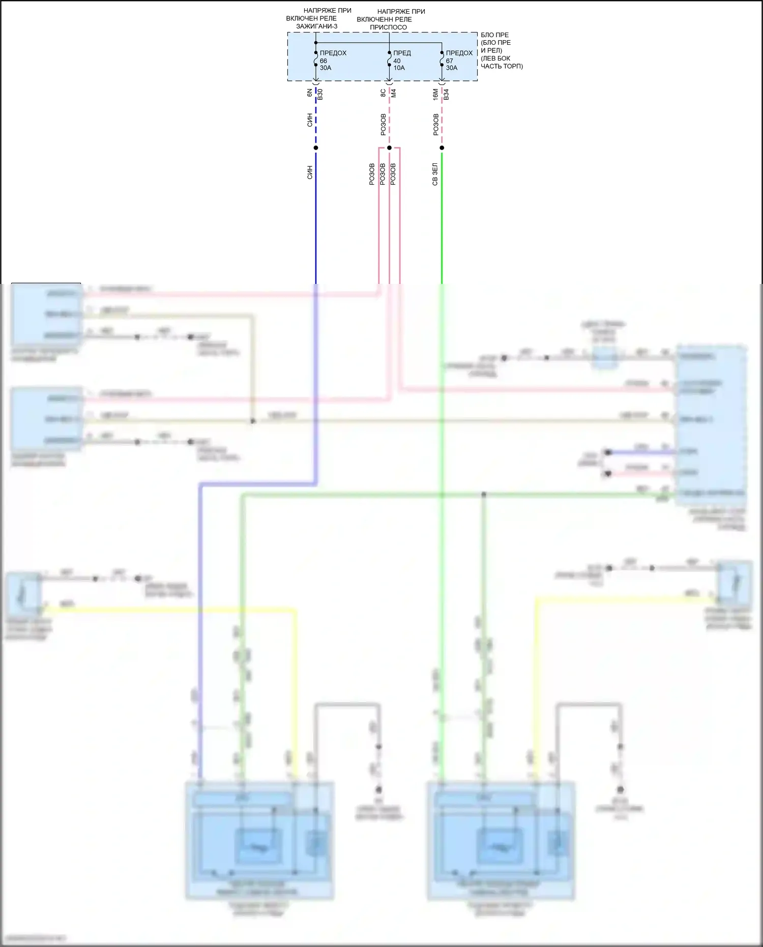 Pathfinder Nissan V (2021-2024): Электросхема обогреваемых сидений второго ряда 