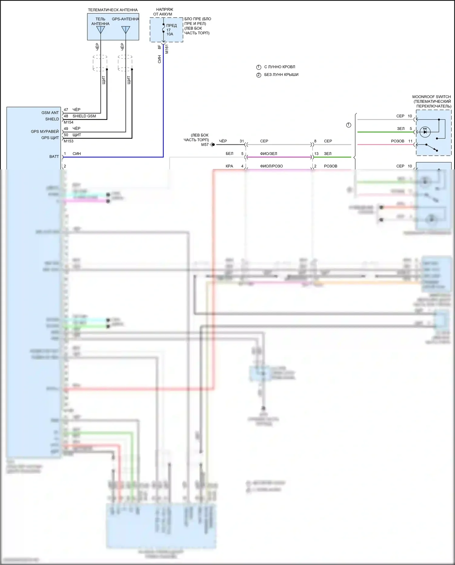 Pathfinder Nissan V (2021-2024): Электросхема телематики 