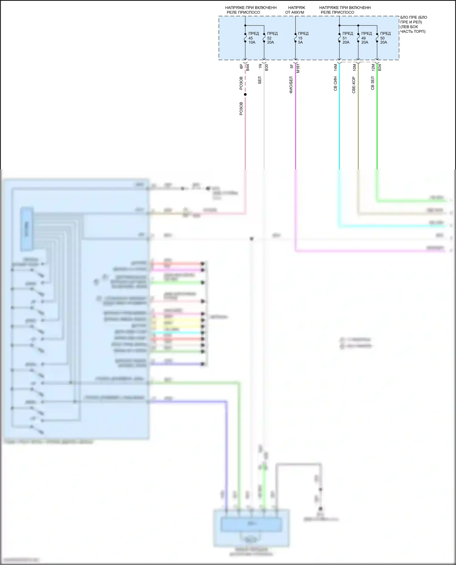 Pathfinder Nissan V (2021-2024): Электросхема стеклоподъемников (1 из 2) 