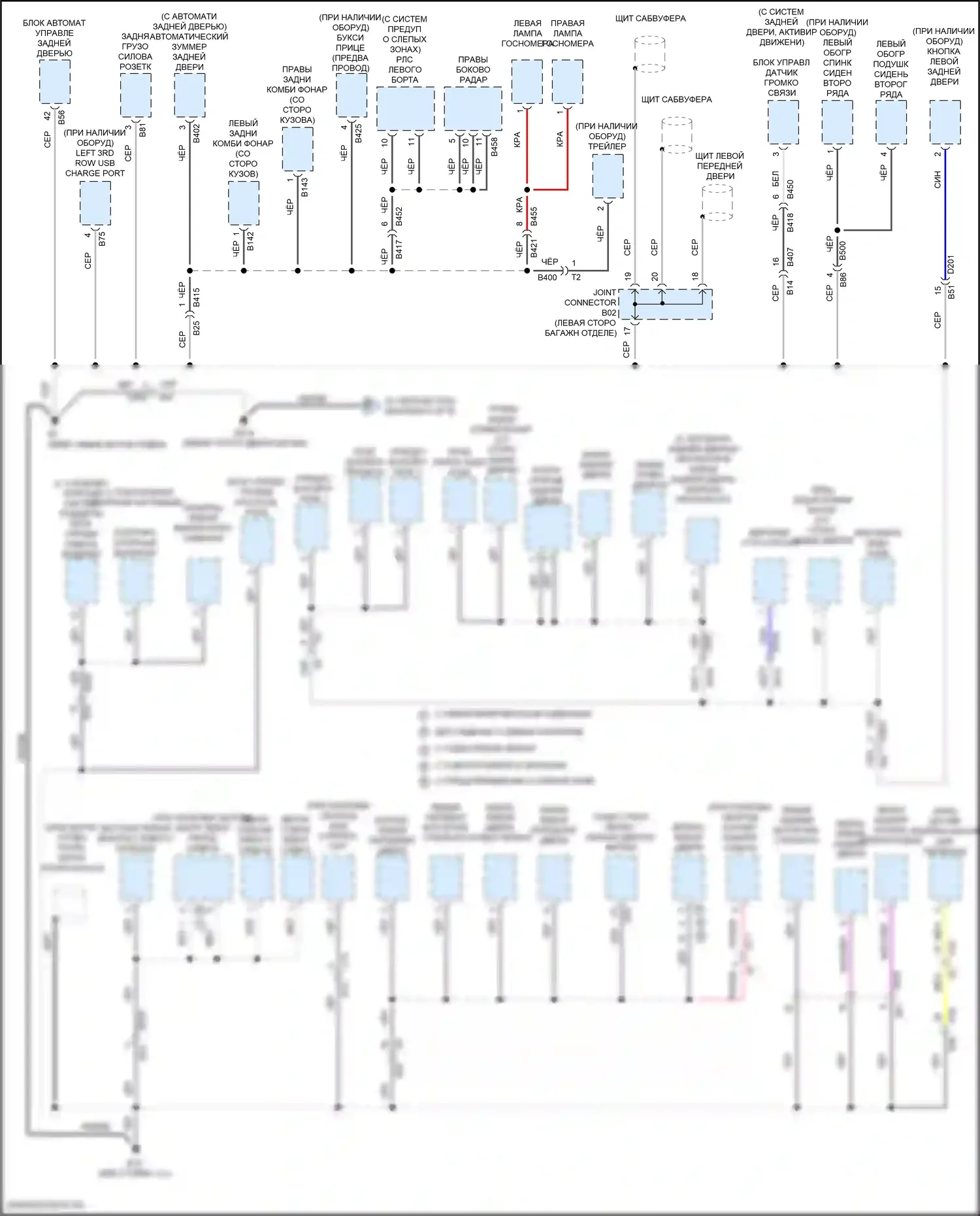 Pathfinder Nissan V (2021-2024): Электросхема разводки массы (1 из 6) 