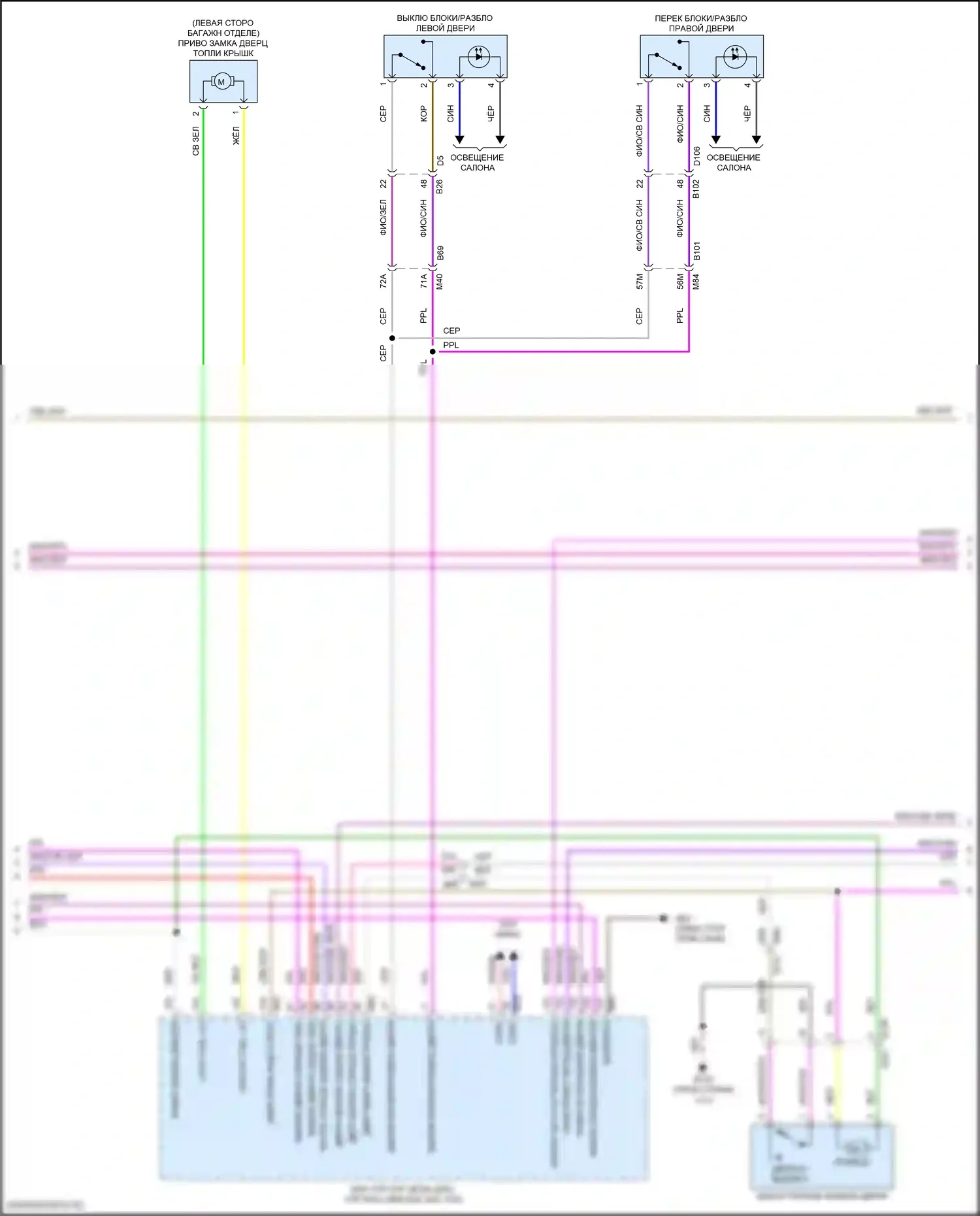 Pathfinder Nissan V (2021-2024): Электросхема центрального замка (3 из 4) 