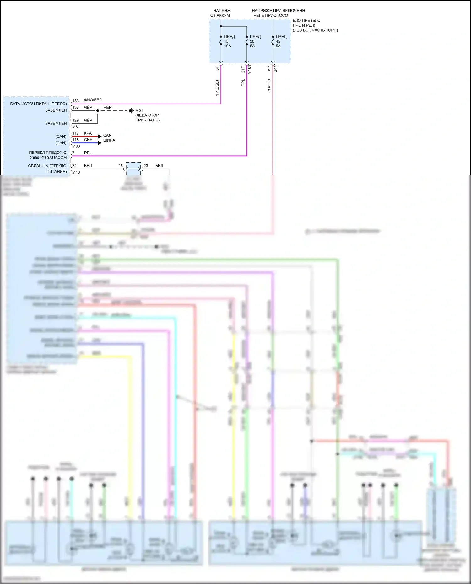 Pathfinder Nissan V (2021-2024): Электросхема управления зеркалами заднего вида 
