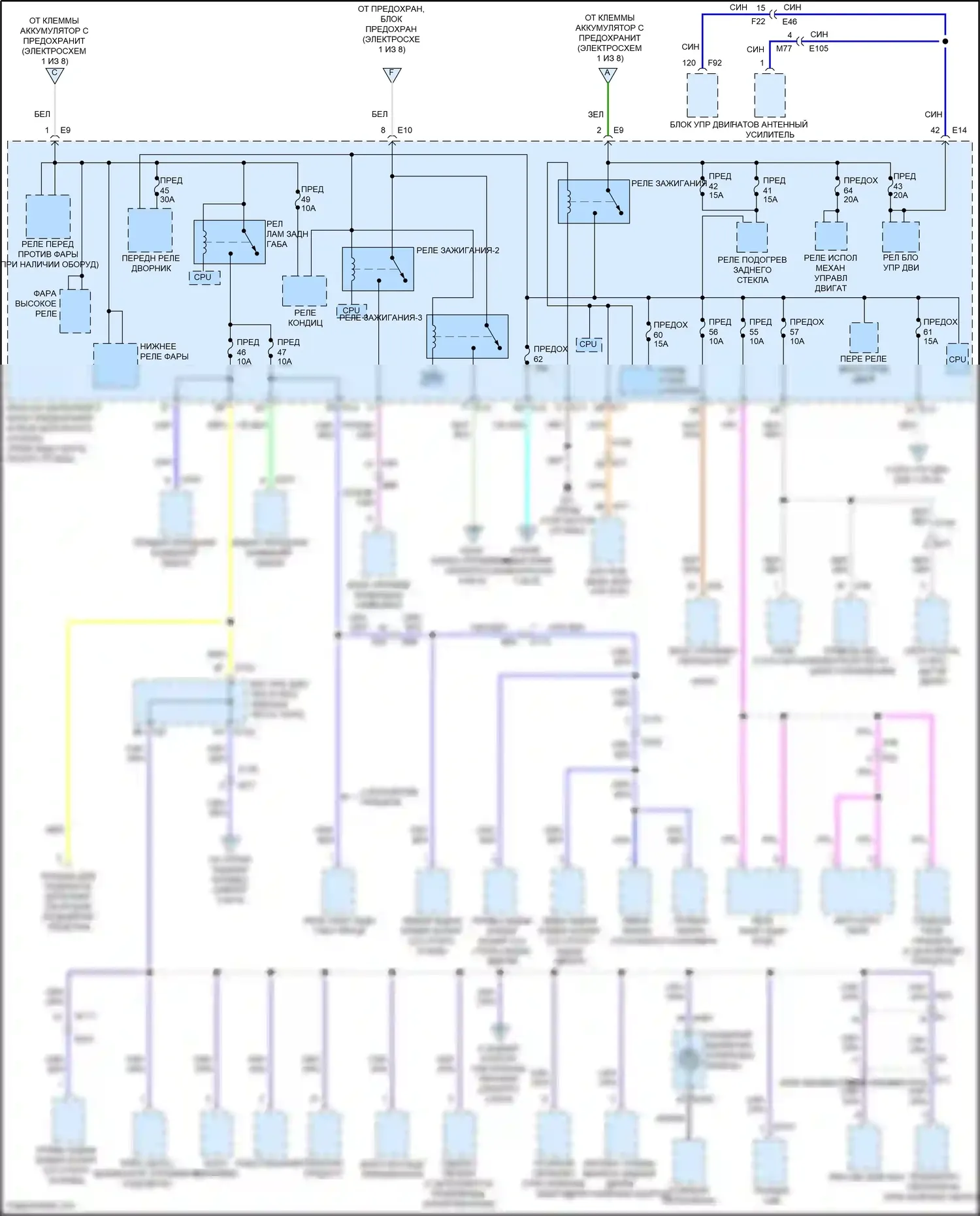 Patrol Nissan Y62 рестайлинг 2 (2019-2024): Электросхема блока предохранителей реле (3 из 8) 