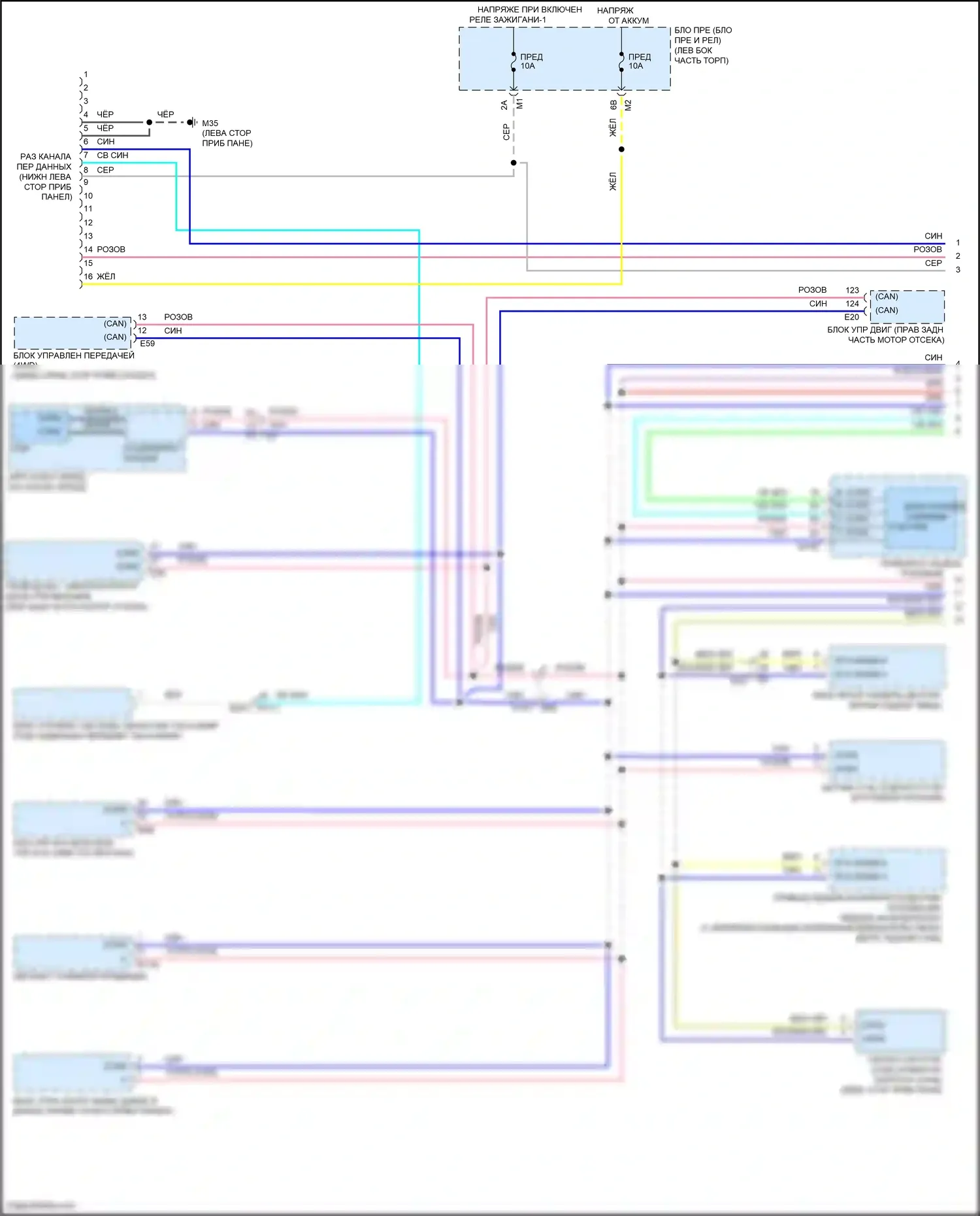 Patrol Nissan Y62 рестайлинг 2 (2019-2024): Can шина электросхема (1 из 2) 