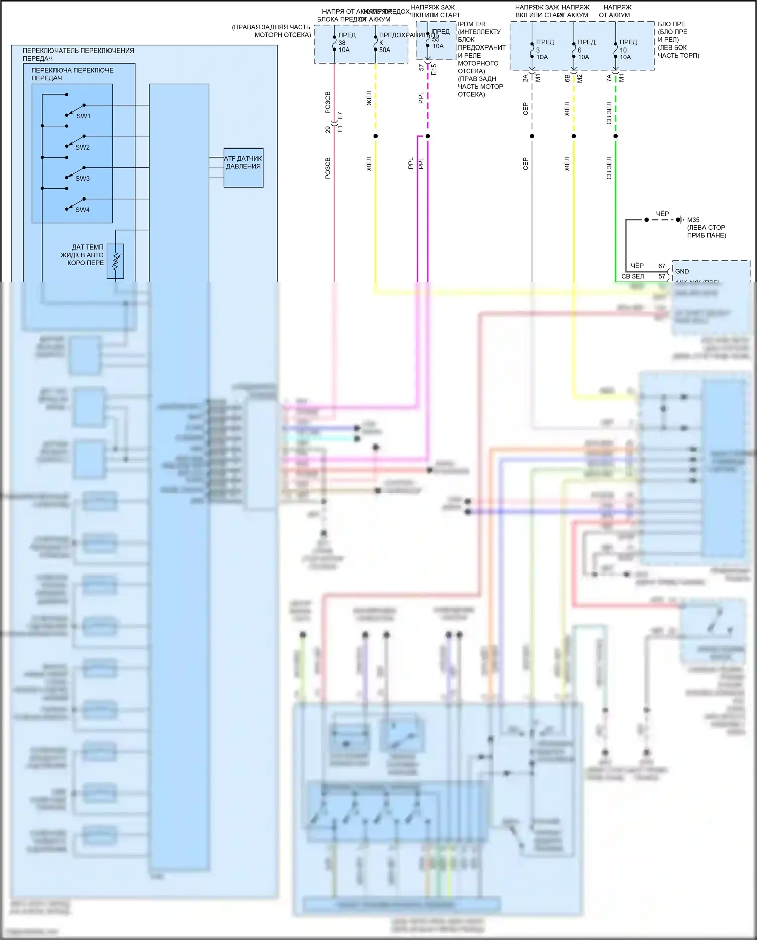 Patrol Nissan Y62 рестайлинг 2 (2019-2024): Электросхема автоматической коробки передач 