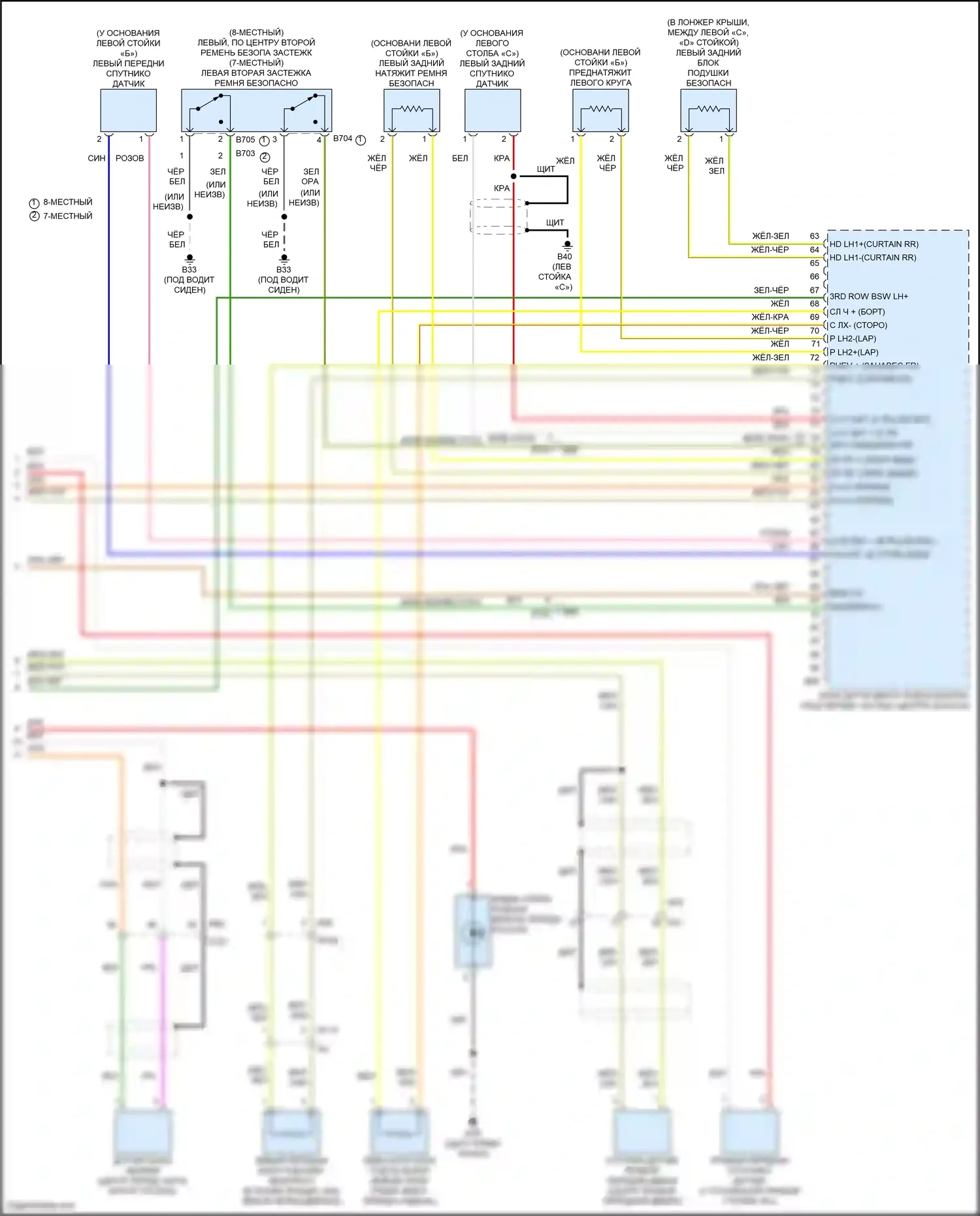 Patrol Nissan Y62 рестайлинг 2 (2019-2024): Электросхема подушек безопасности (3 из 3) 