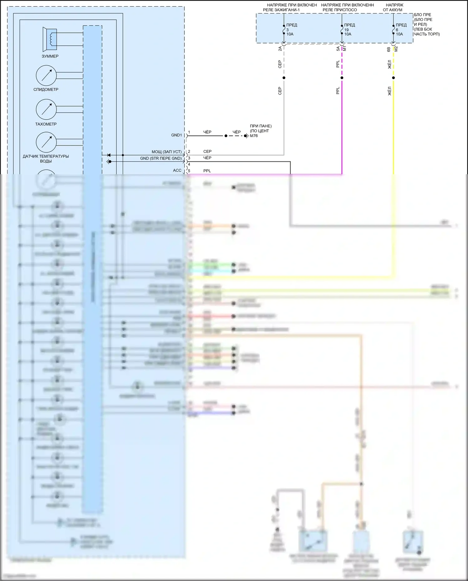 Patrol Nissan Y62 рестайлинг 2 (2019-2024): Электросхема приборной панели (1 из 3) 