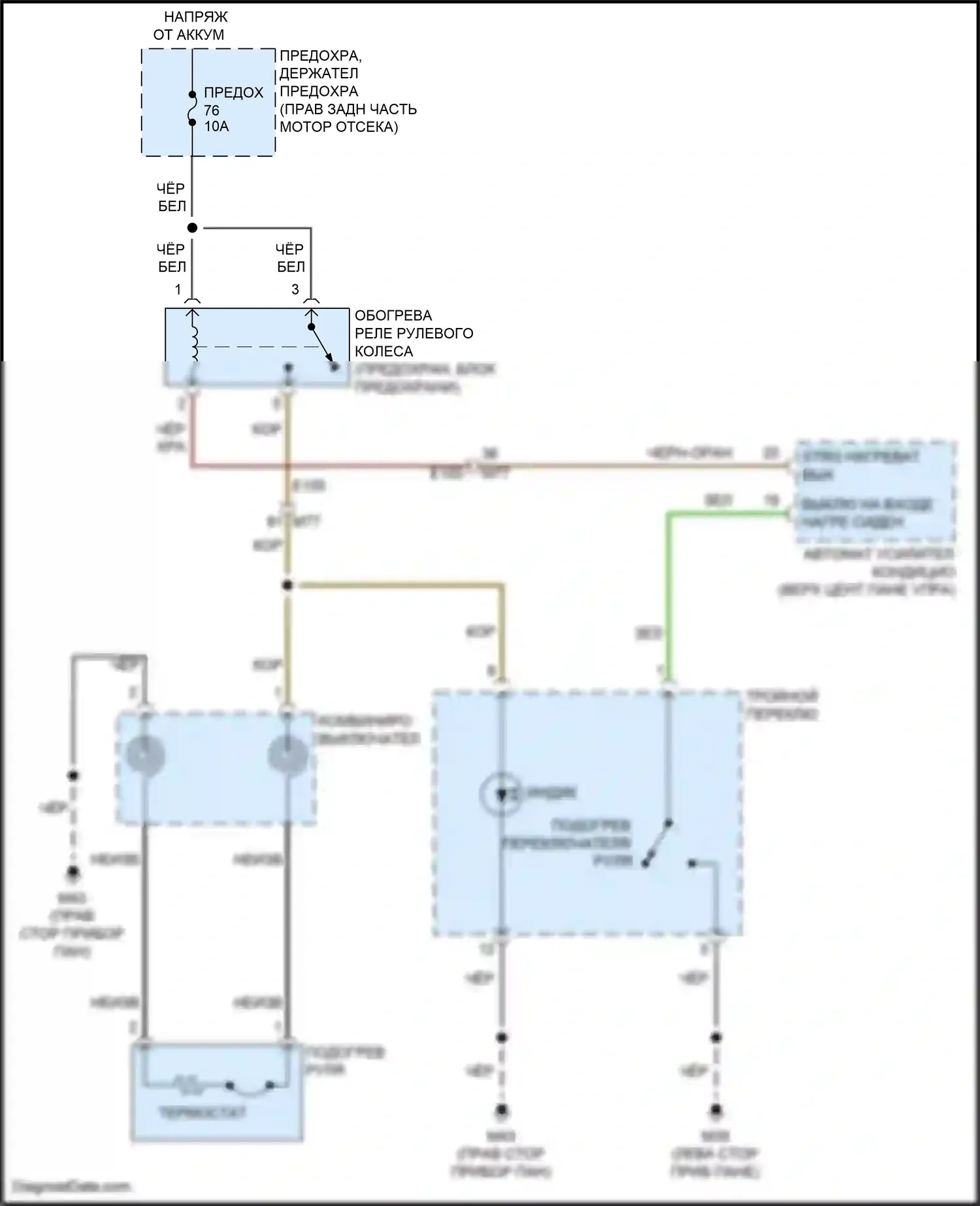 Patrol Nissan Y62 рестайлинг 2 (2019-2024): Электросхема рулевого колеса с подогревом 
