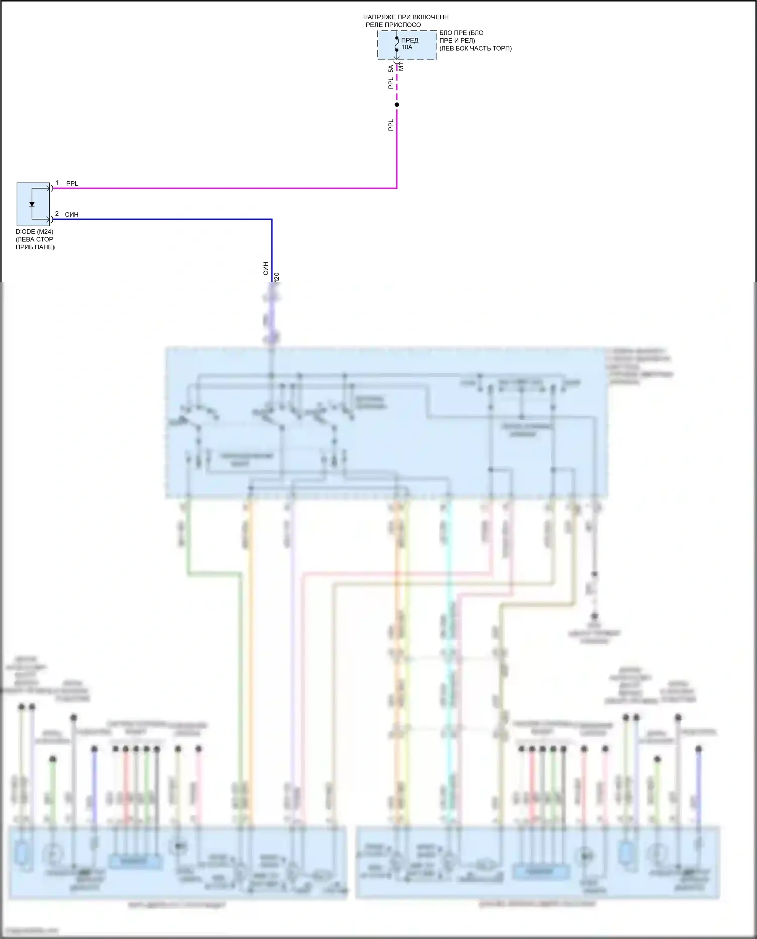 Patrol Nissan Y62 рестайлинг 2 (2019-2024): Электросхема управления зеркалами заднего вида 