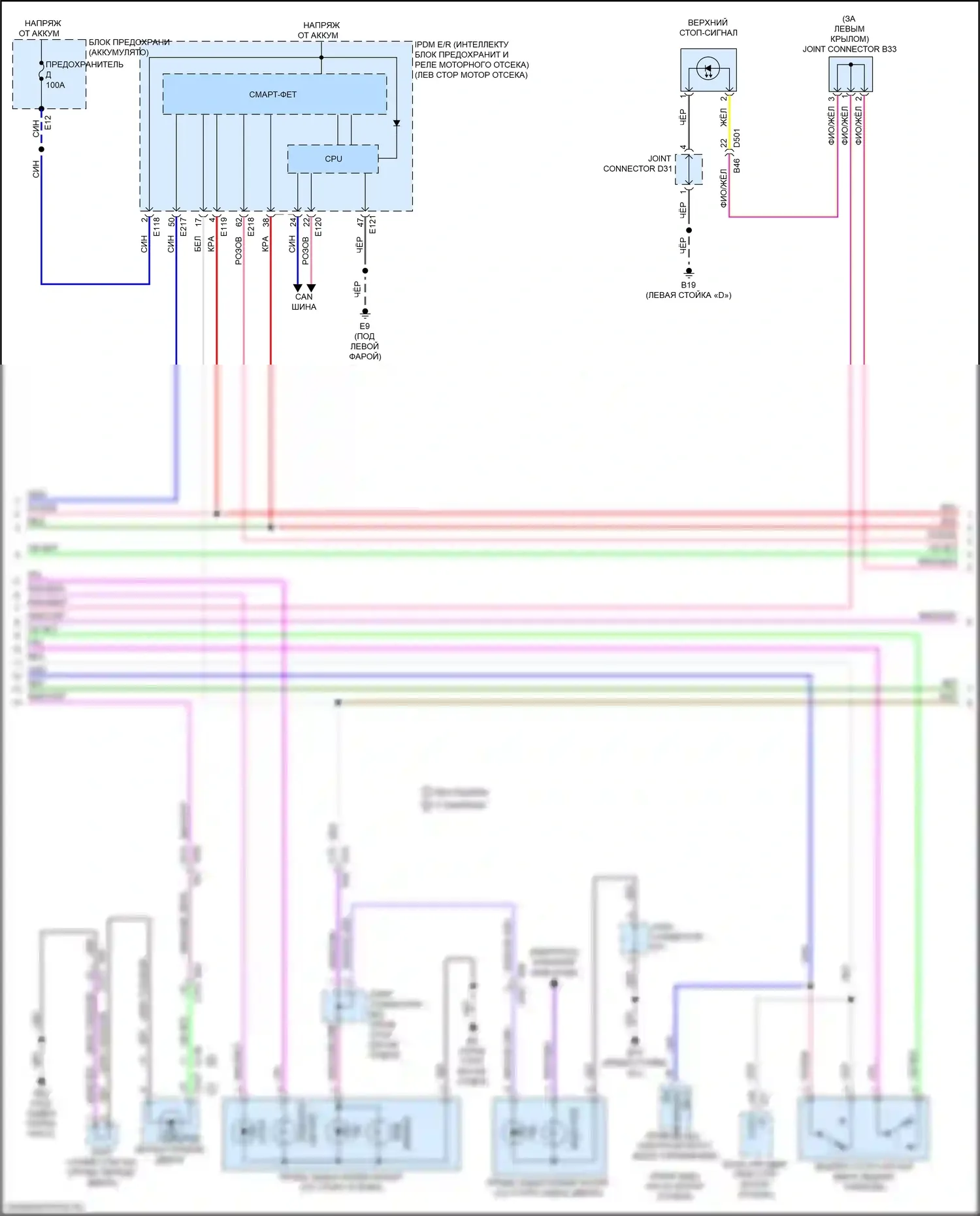 Qashqai Nissan III (2021-2024): Электросхема фар и фонарей (2 из 3) 