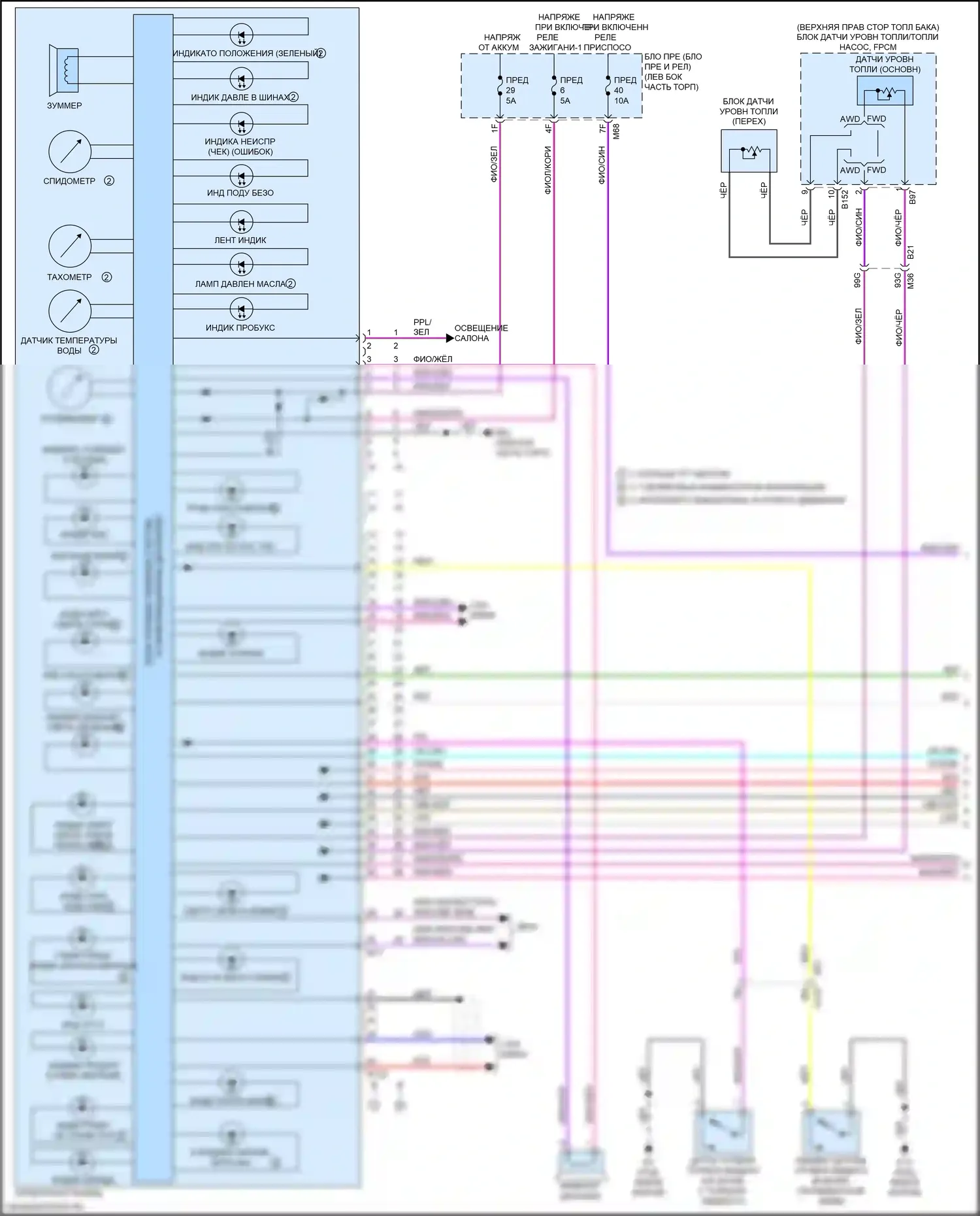 Qashqai Nissan III (2021-2024): Электросхема приборной панели (1 из 3) 