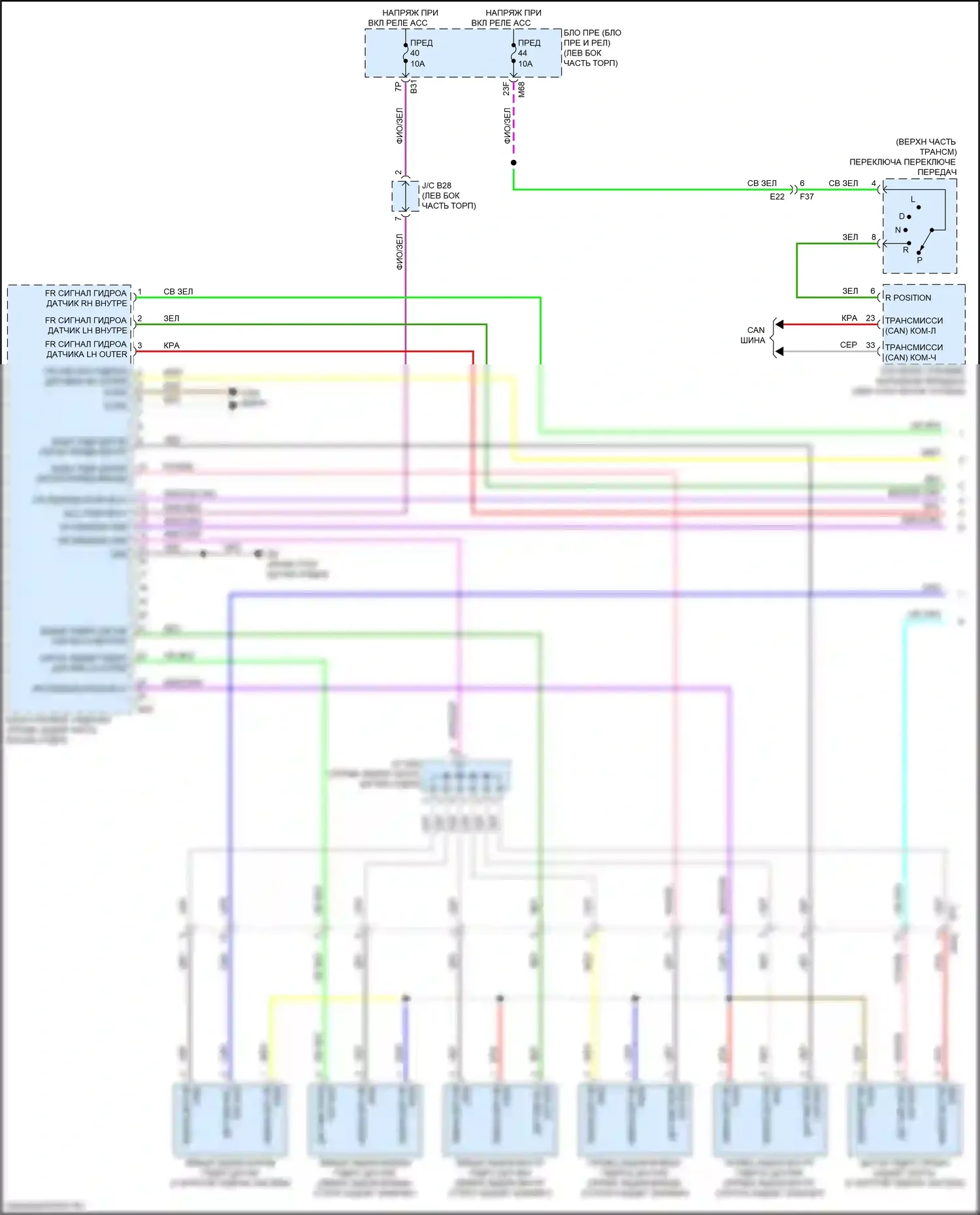Qashqai Nissan III (2021-2024): Электросхема гидролокатора (1 из 2) 