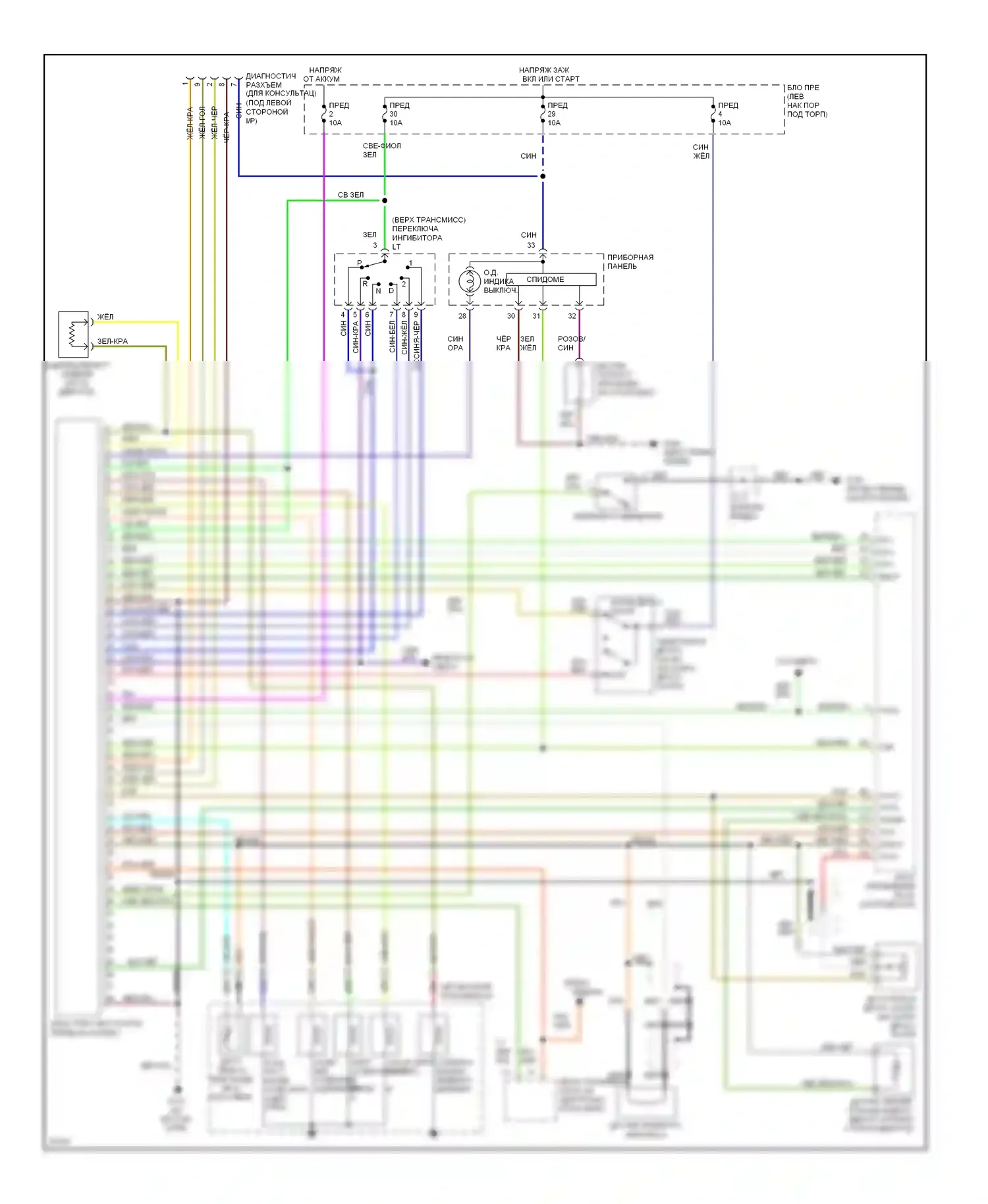 Quest Nissan I (1992-1998): Электросхема коробки передач 