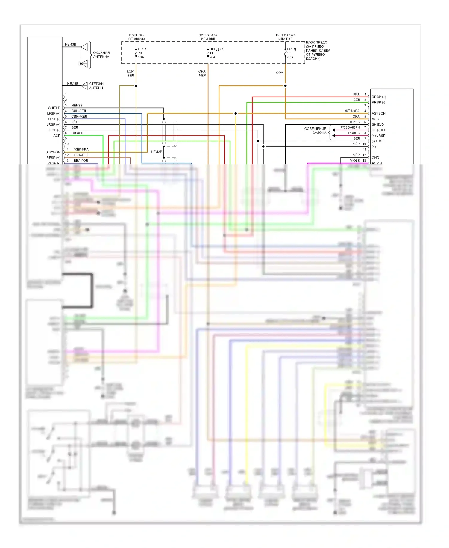 Quest Nissan I (1992-1998): Электросхема высококачественной звуковой магнитолы 