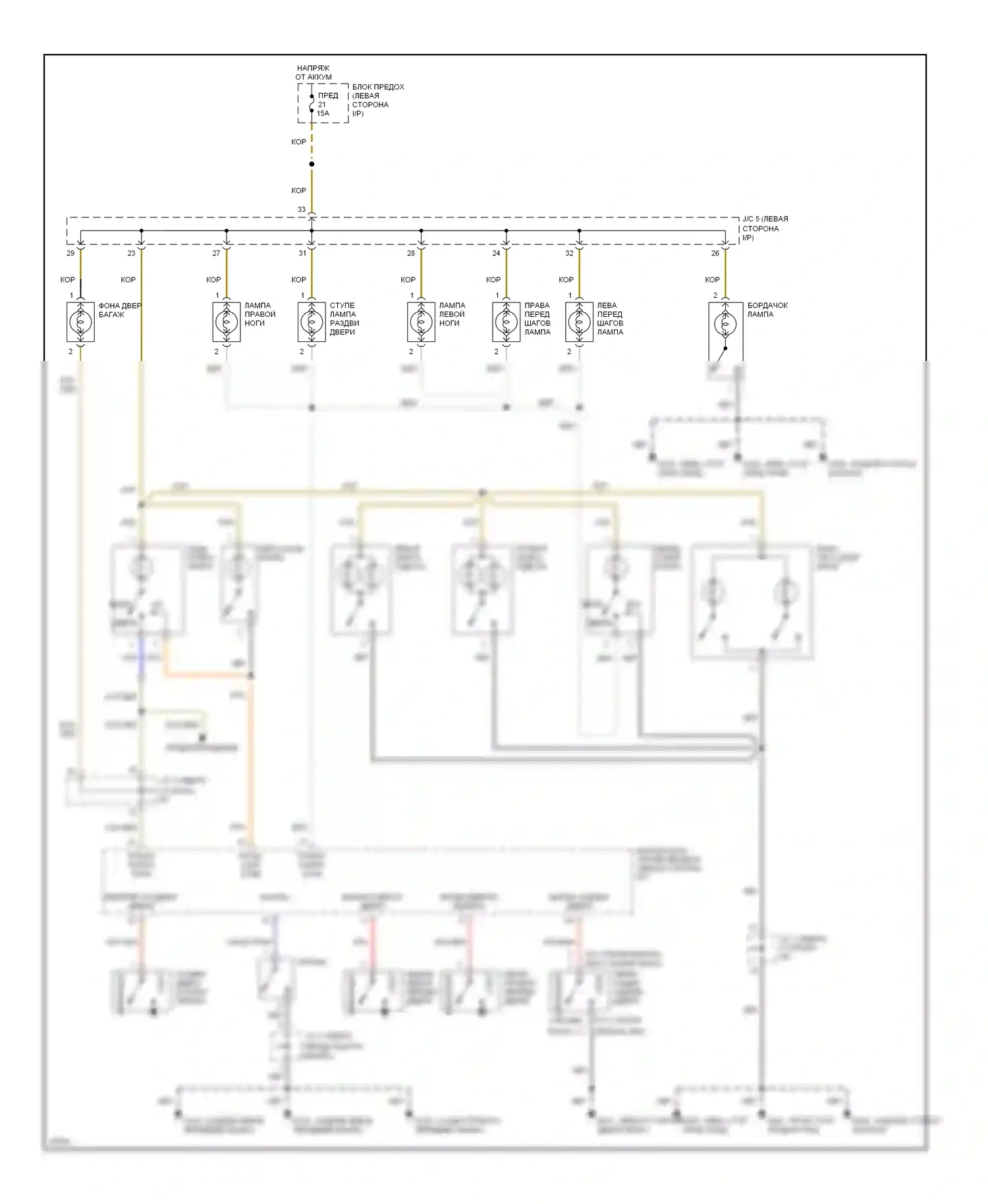 Quest Nissan I (1992-1998): Электросхема освещения салона 