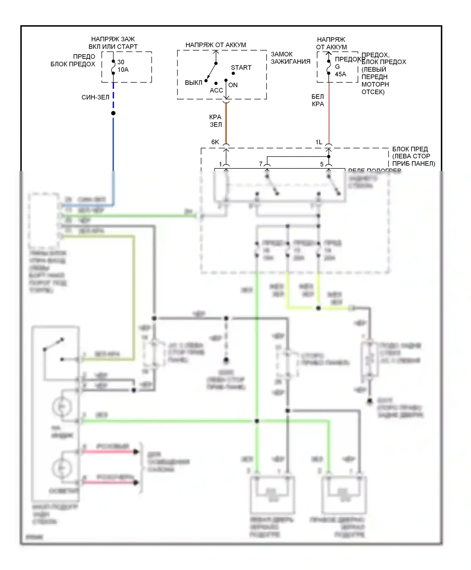 Quest Nissan I (1992-1998): Электросхема подогрева 