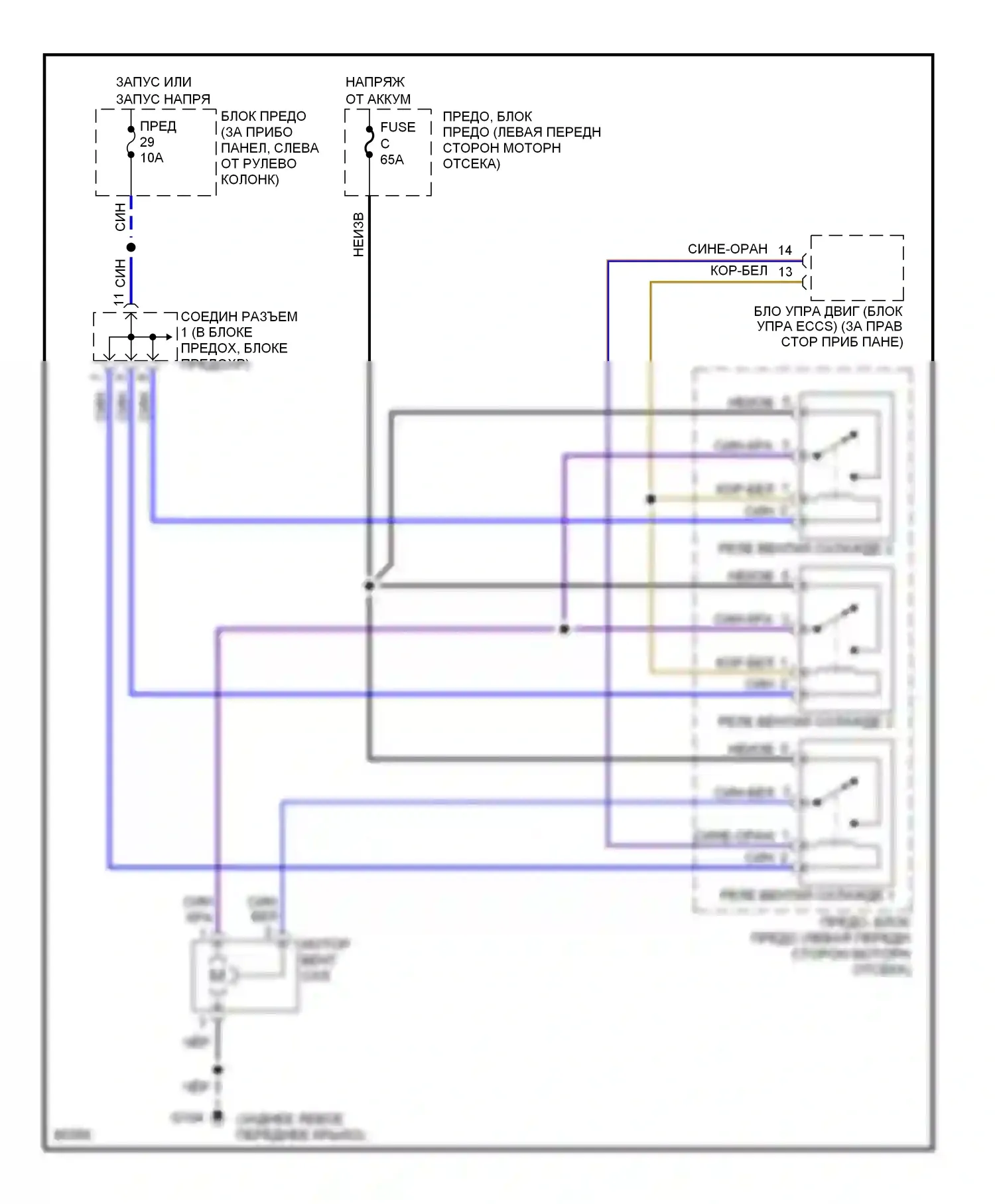 Quest Nissan I (1992-1998): Электросхема вентилятора охлаждения 