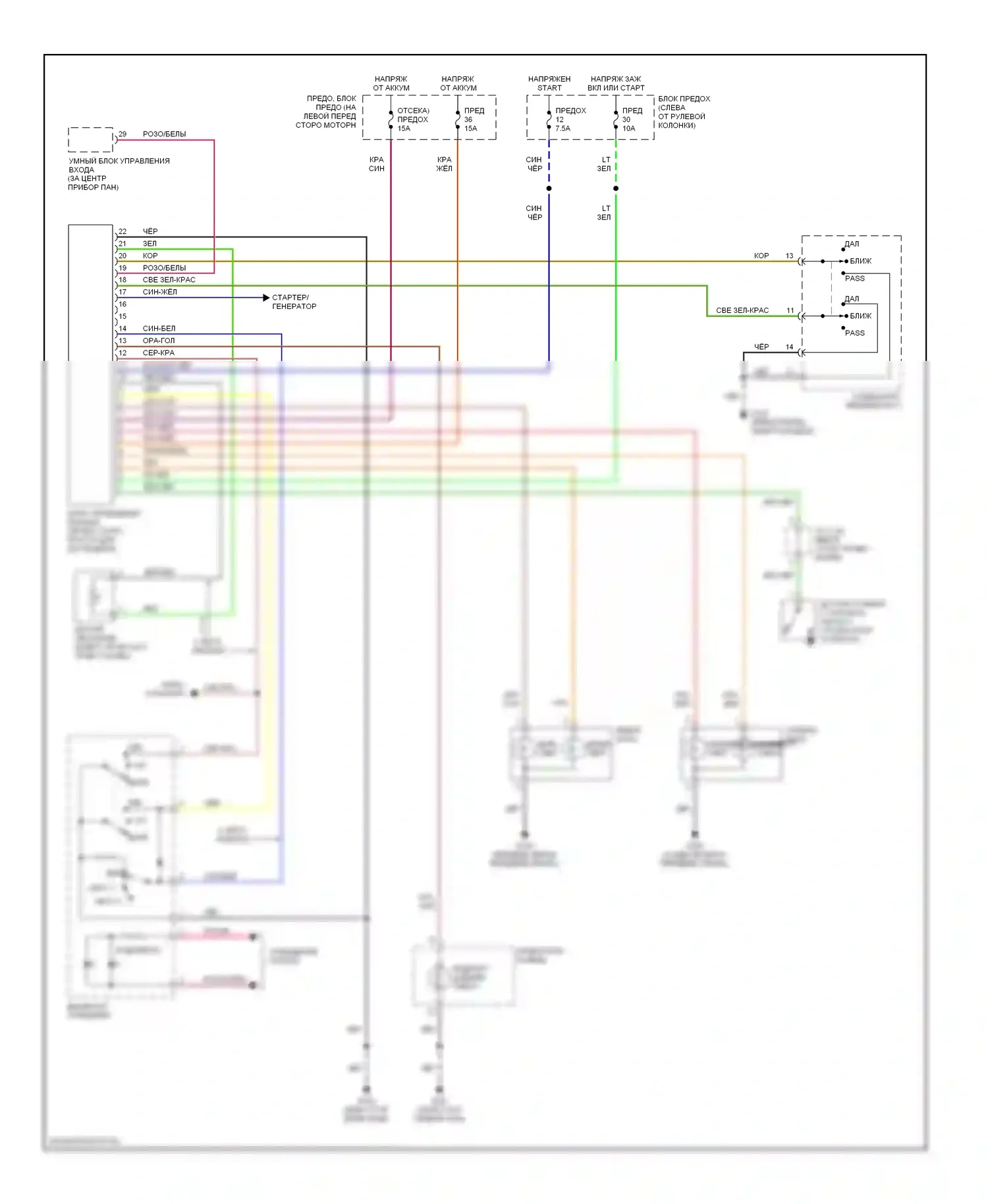 Quest Nissan II (1999-2002): Электросхема фар, с черт. 