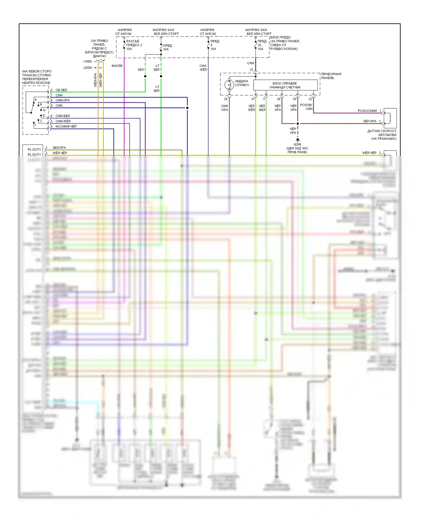 Quest Nissan II (1999-2002): Электросхема автоматической коробки передач 