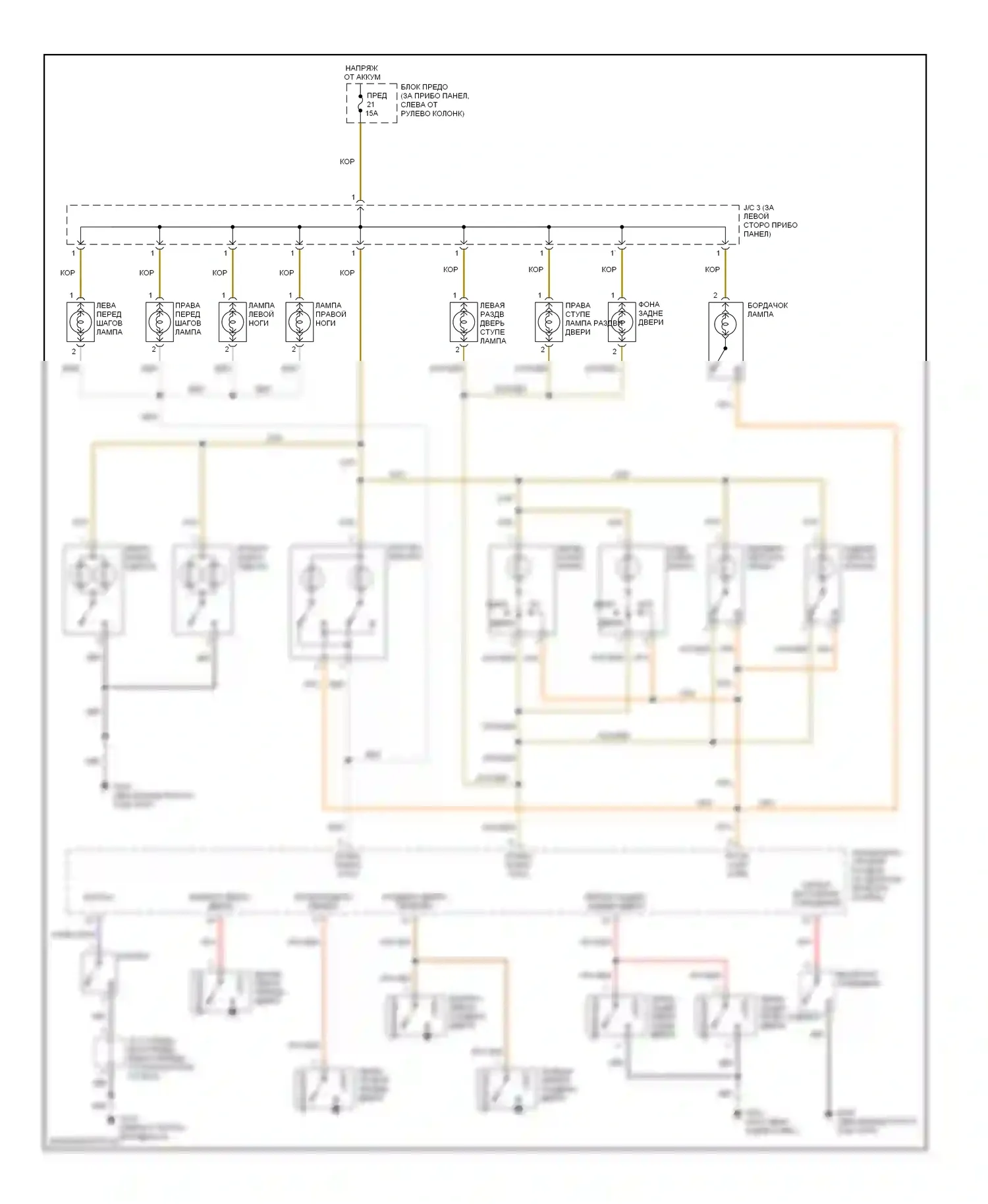 Quest Nissan II (1999-2002): Электросхема освещения салона 