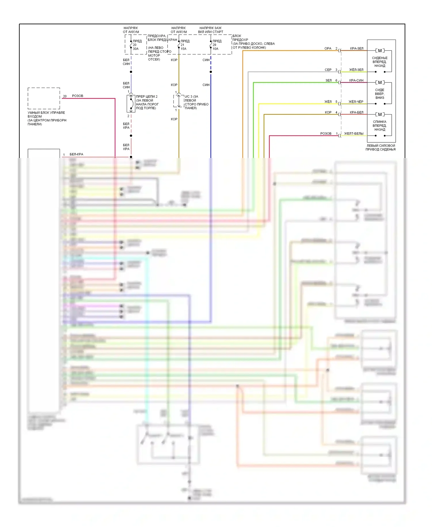 Quest Nissan II (1999-2002): Электросхема сиденья памяти 