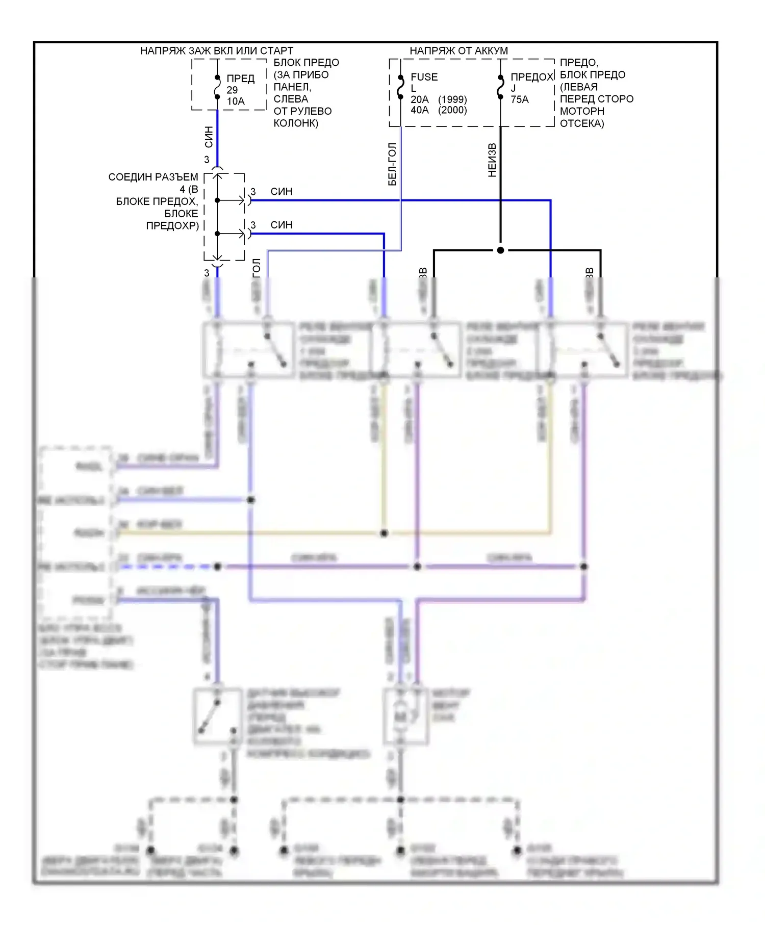 Quest Nissan II (1999-2002): Электросхема вентилятора охлаждения 