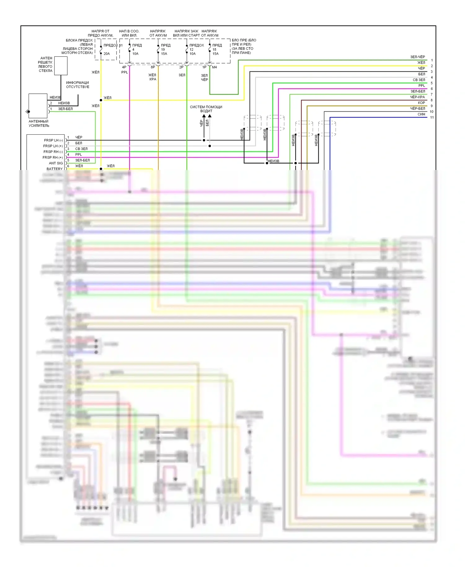 Quest Nissan III (2003-2009): Электросхема магнитолы премиум-класса (1 из 3) 
