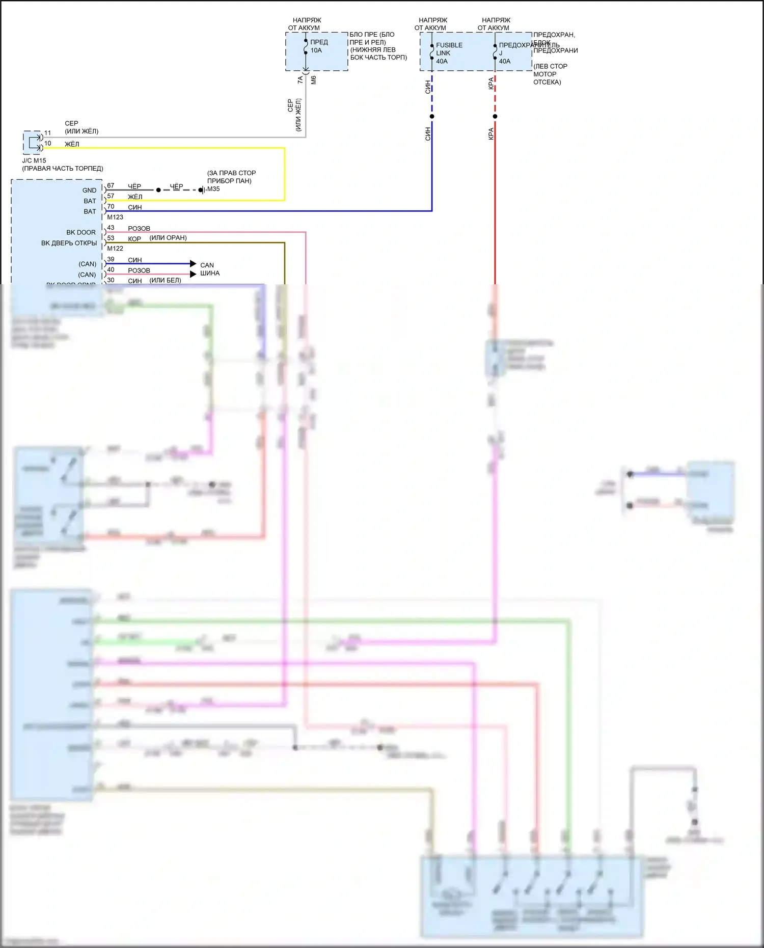 Quest Nissan IV (2010-2024): Электросхема задней двери, без автоматической задней двери 