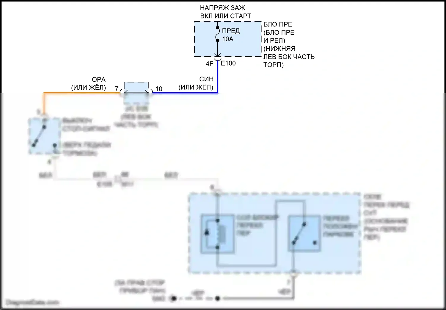 Quest Nissan IV (2010-2024): Электросхема блокировки селектора 