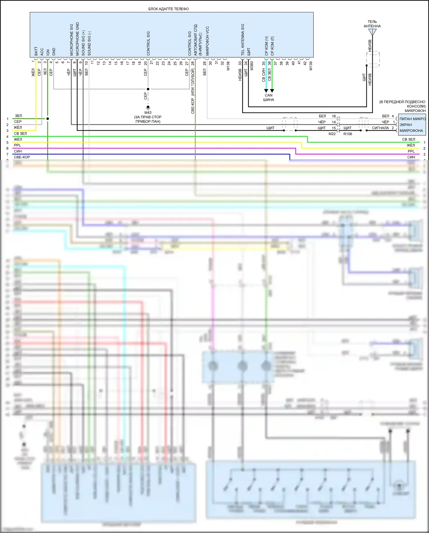 Quest Nissan IV (2010-2024): Электросхема радиосистемы, основание с отдельным дисплеем (2 из 4) 