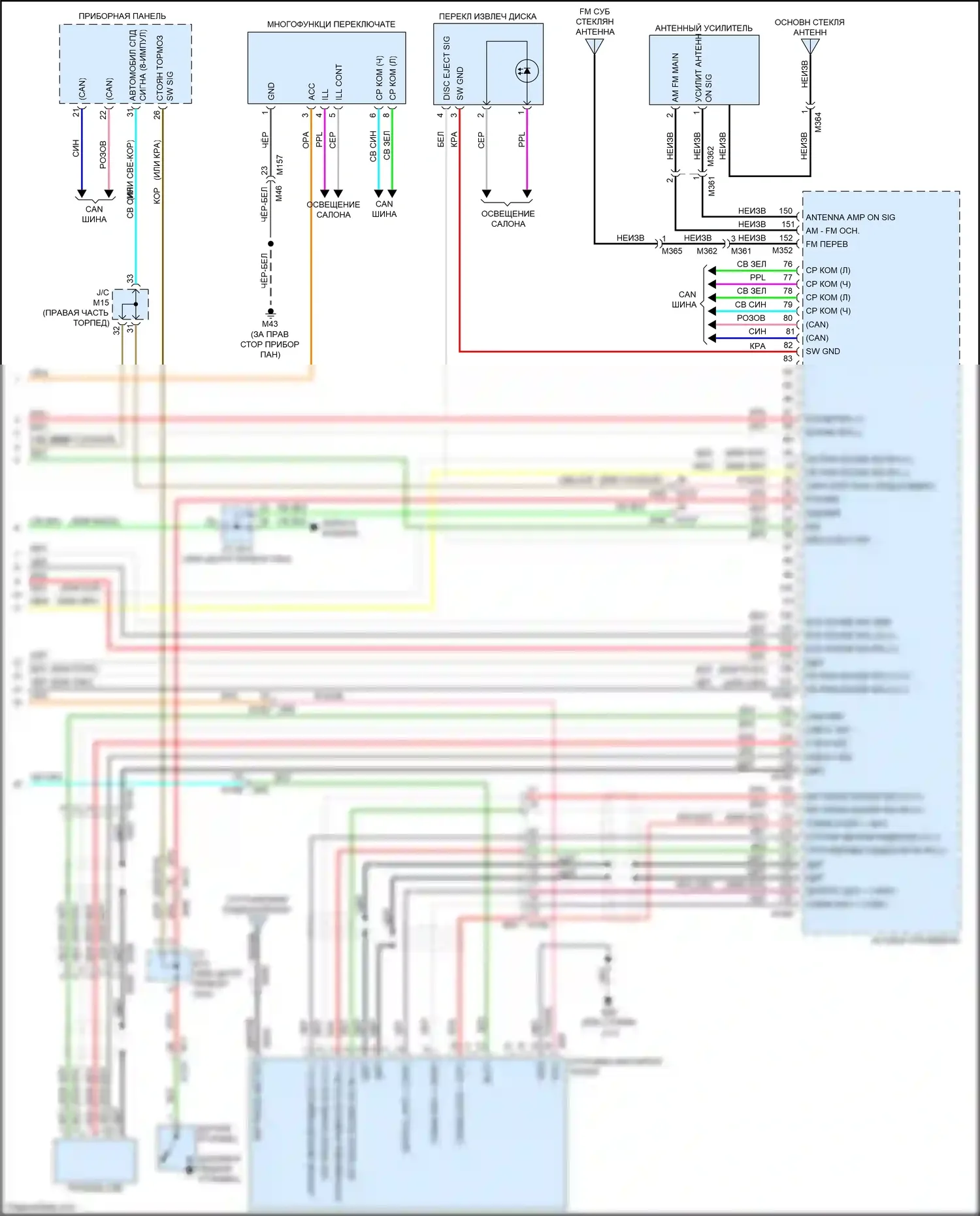 Quest Nissan IV (2010-2024): Электросхема радиосистемы, основание с отдельным дисплеем (4 из 4) 