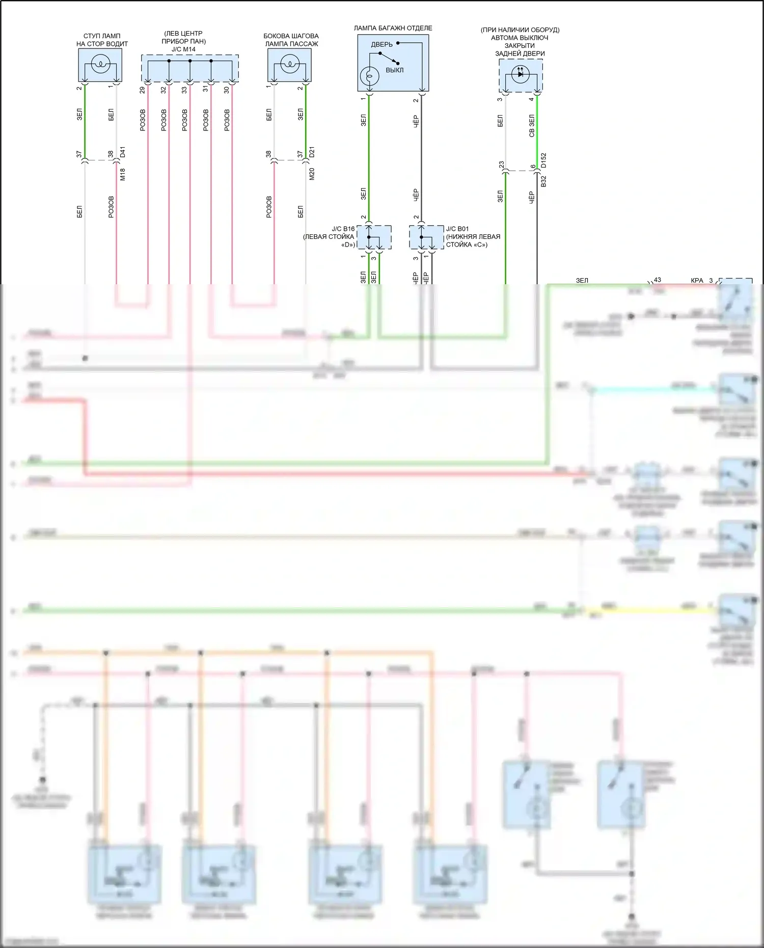 Quest Nissan IV (2010-2024): Электросхема освещения салона (2 из 2) 