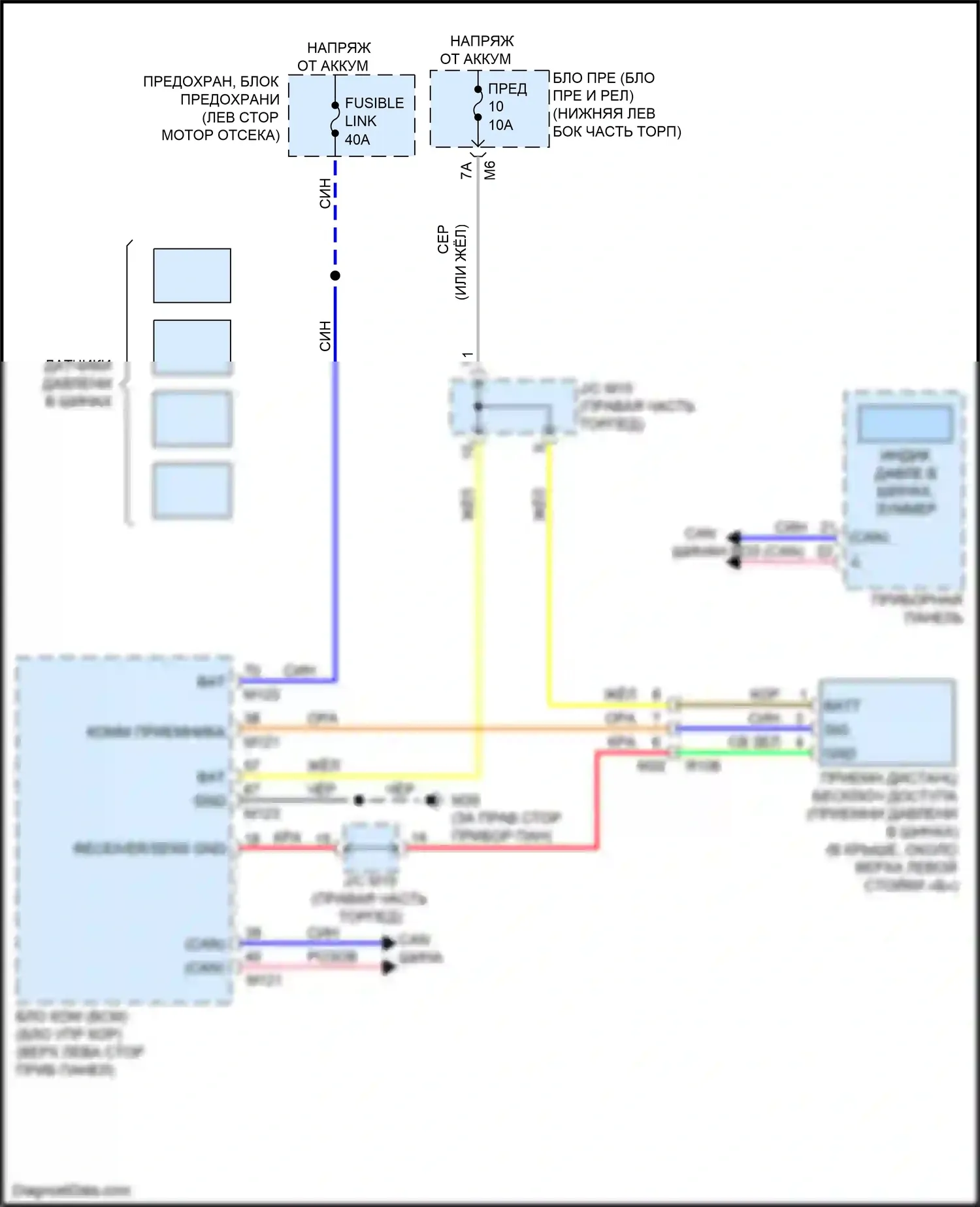Quest Nissan IV (2010-2024): Электросхема контроля давления в шинах 