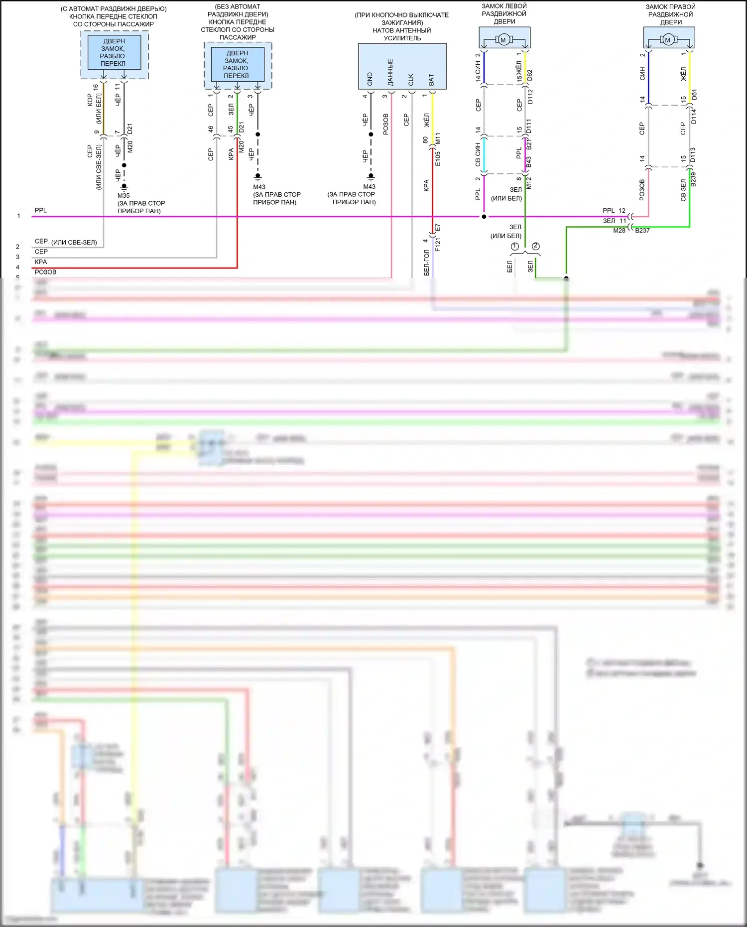 Quest Nissan IV (2010-2024): Электросхема центрального замка (2 из 4) 