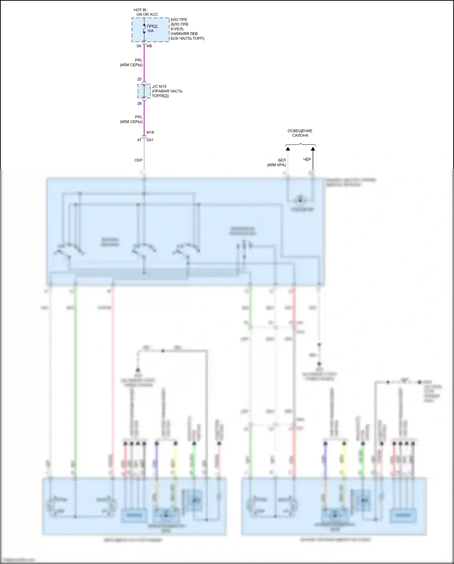 Quest Nissan IV (2010-2024): Электросхема управления зеркалами заднего вида 