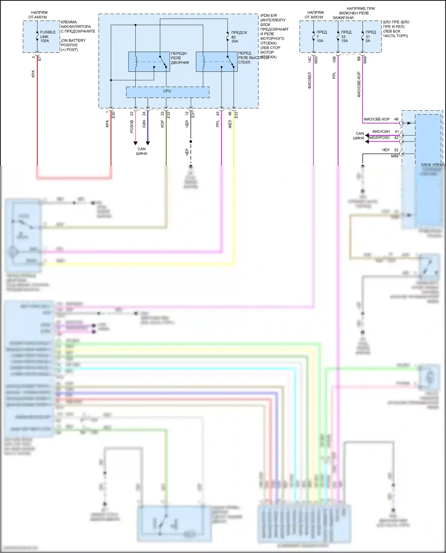 Rogue Sport Nissan I рестайлинг (2019-2024): Дворники и омыватели электросхема 
