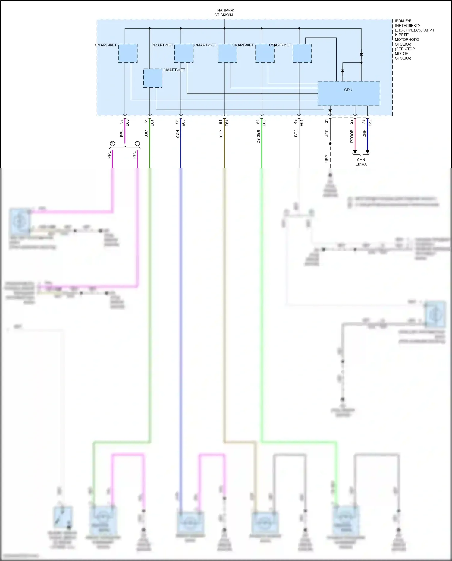 Rogue Sport Nissan I рестайлинг (2019-2024): Электросхема фар, с галогенными фарами (2 из 2) 