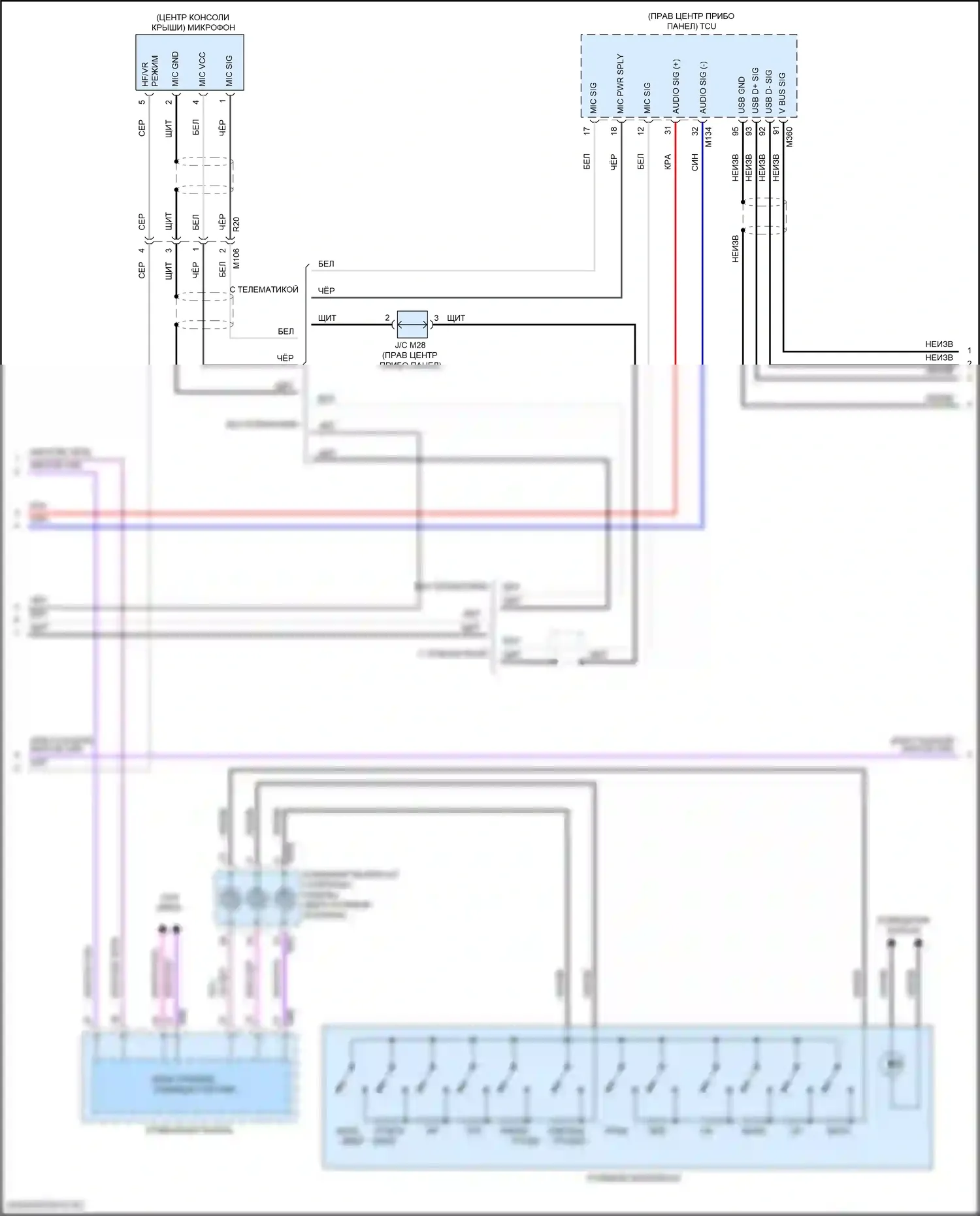 Rogue Sport Nissan I рестайлинг (2019-2024): Электросхема магнитолы, без bose (2 из 4) 