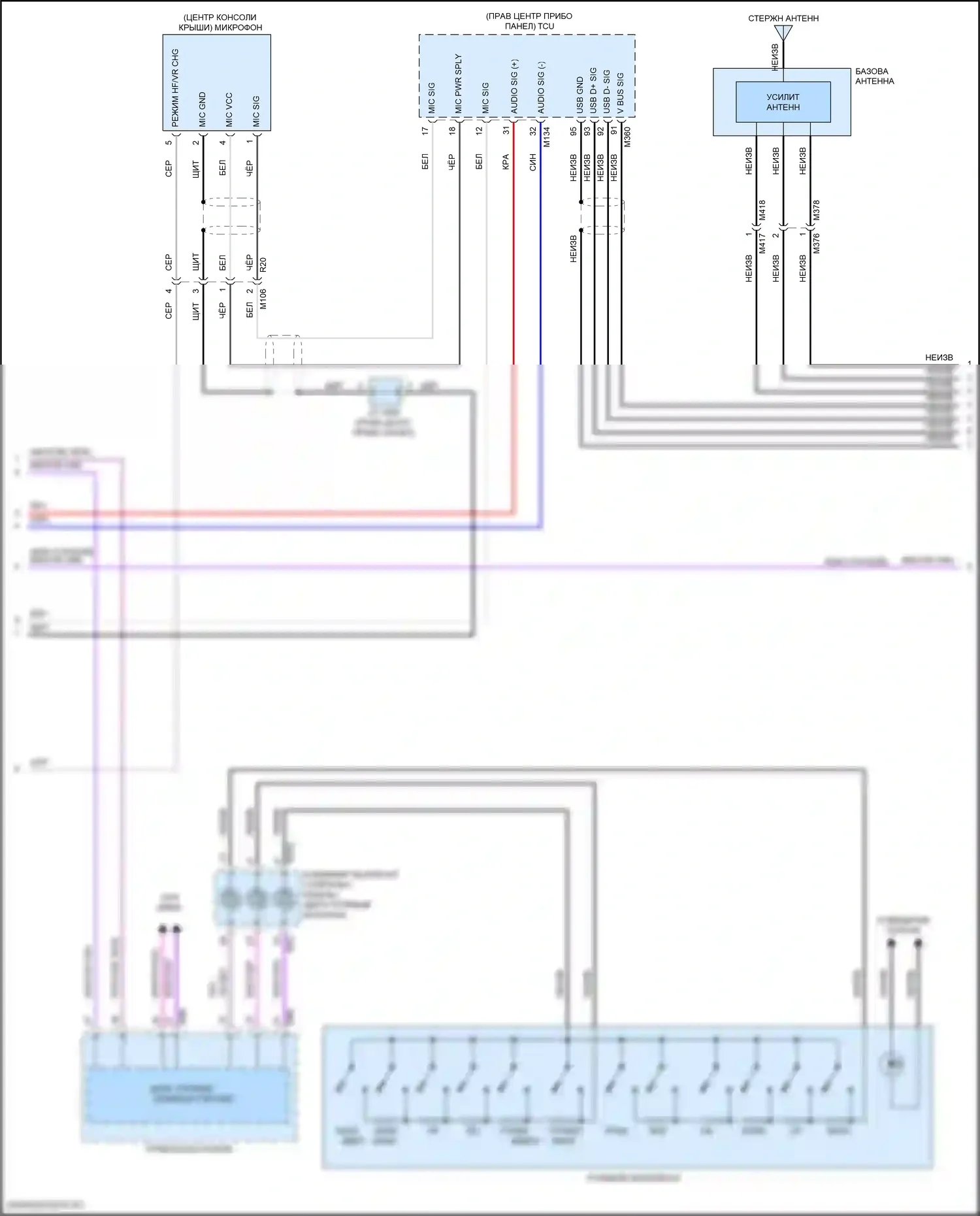 Rogue Sport Nissan I рестайлинг (2019-2024): Электросхема магнитолы, с bose (2 из 4) 