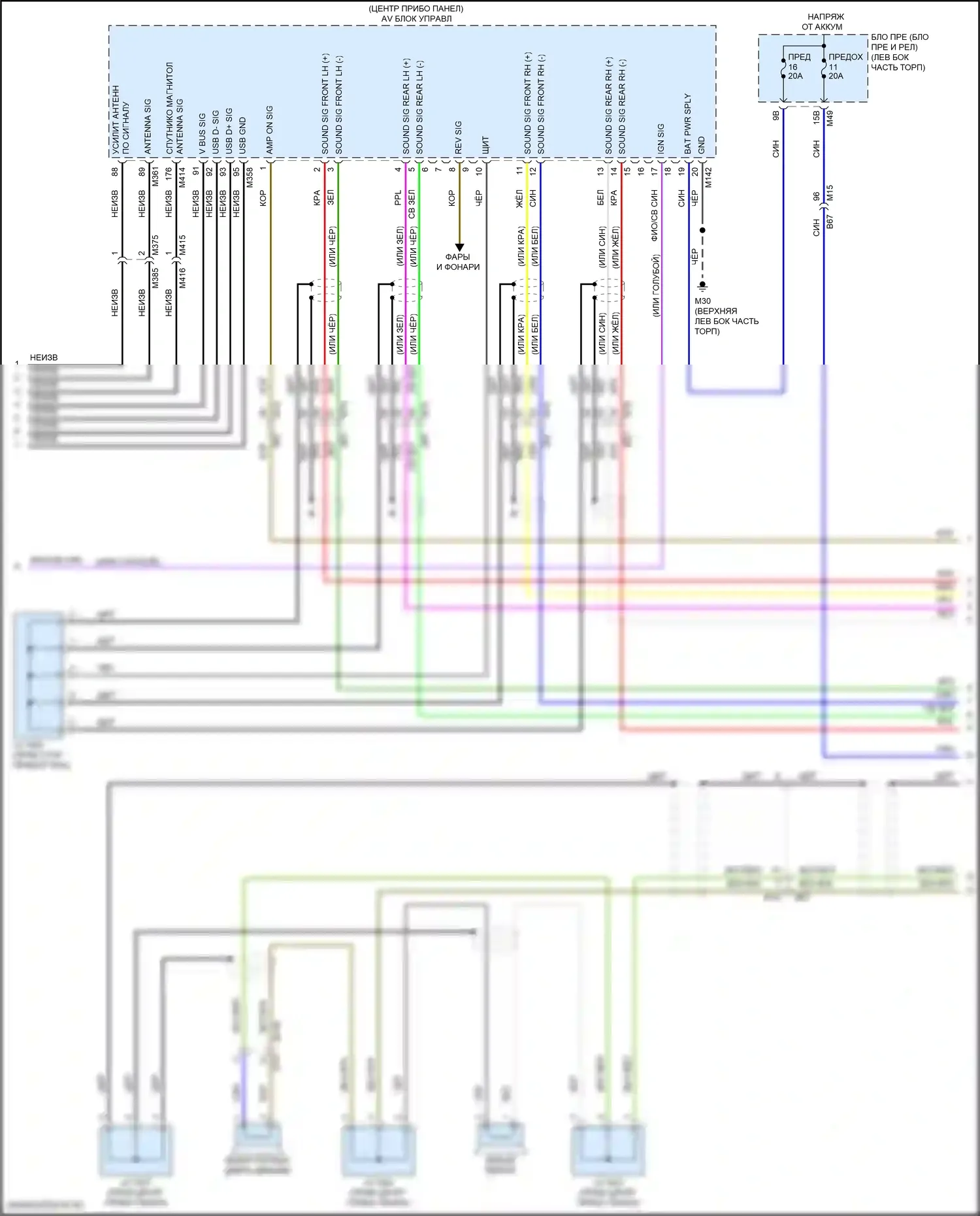 Rogue Sport Nissan I рестайлинг (2019-2024): Электросхема магнитолы, с bose (3 из 4) 