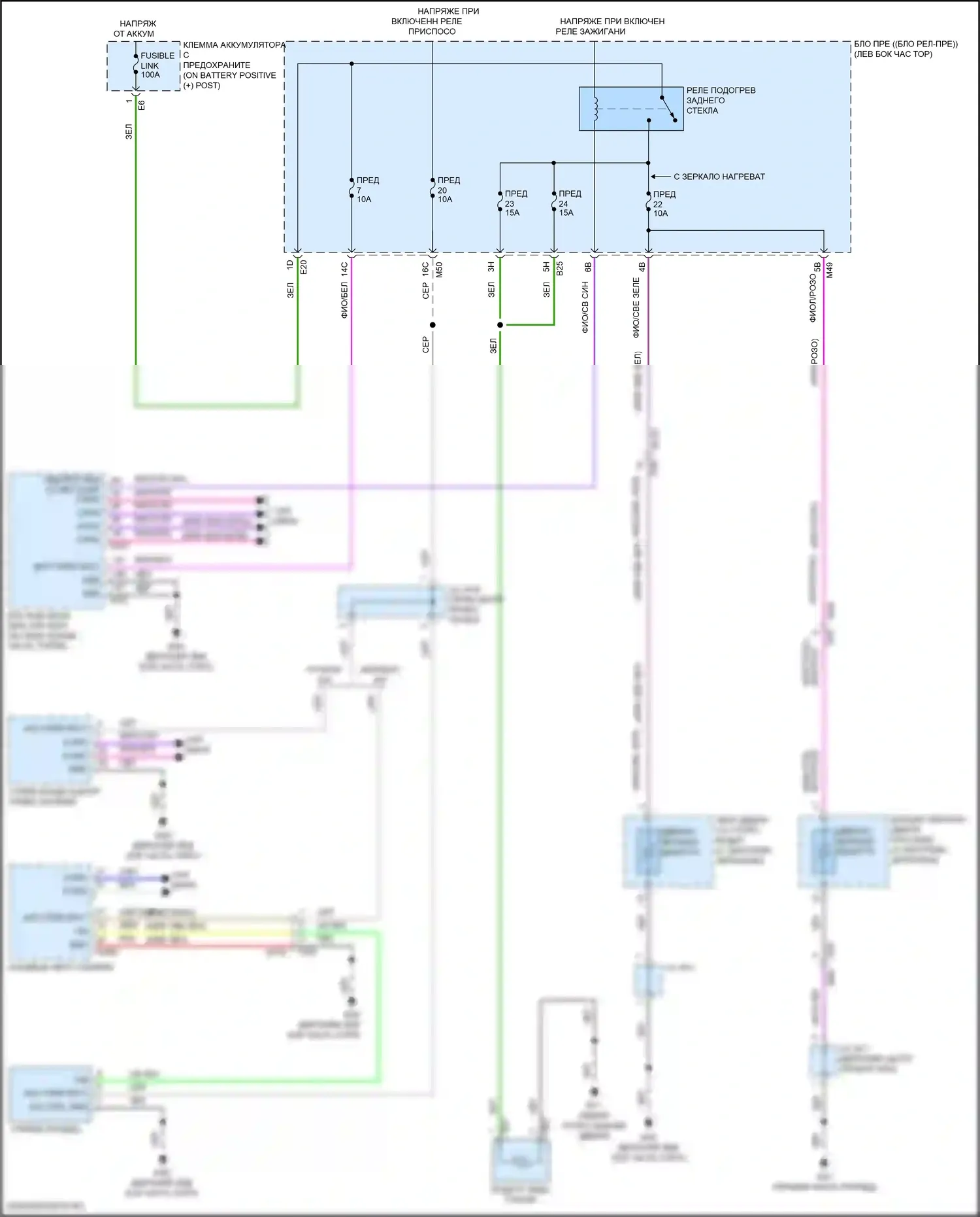 Rogue Sport Nissan I рестайлинг (2019-2024): Электросхема подогрева стекол 